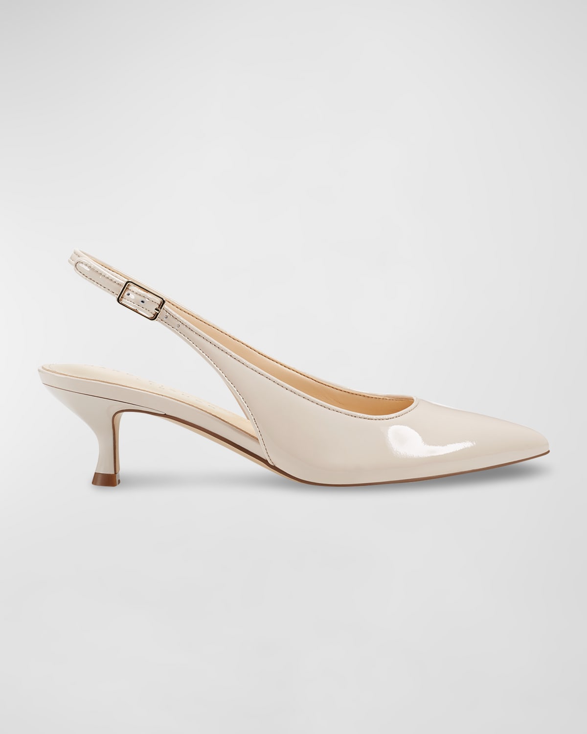 Shop Marc Fisher Ltd Larysa Patent Kitten-heel Slingback Pumps In Light Natural