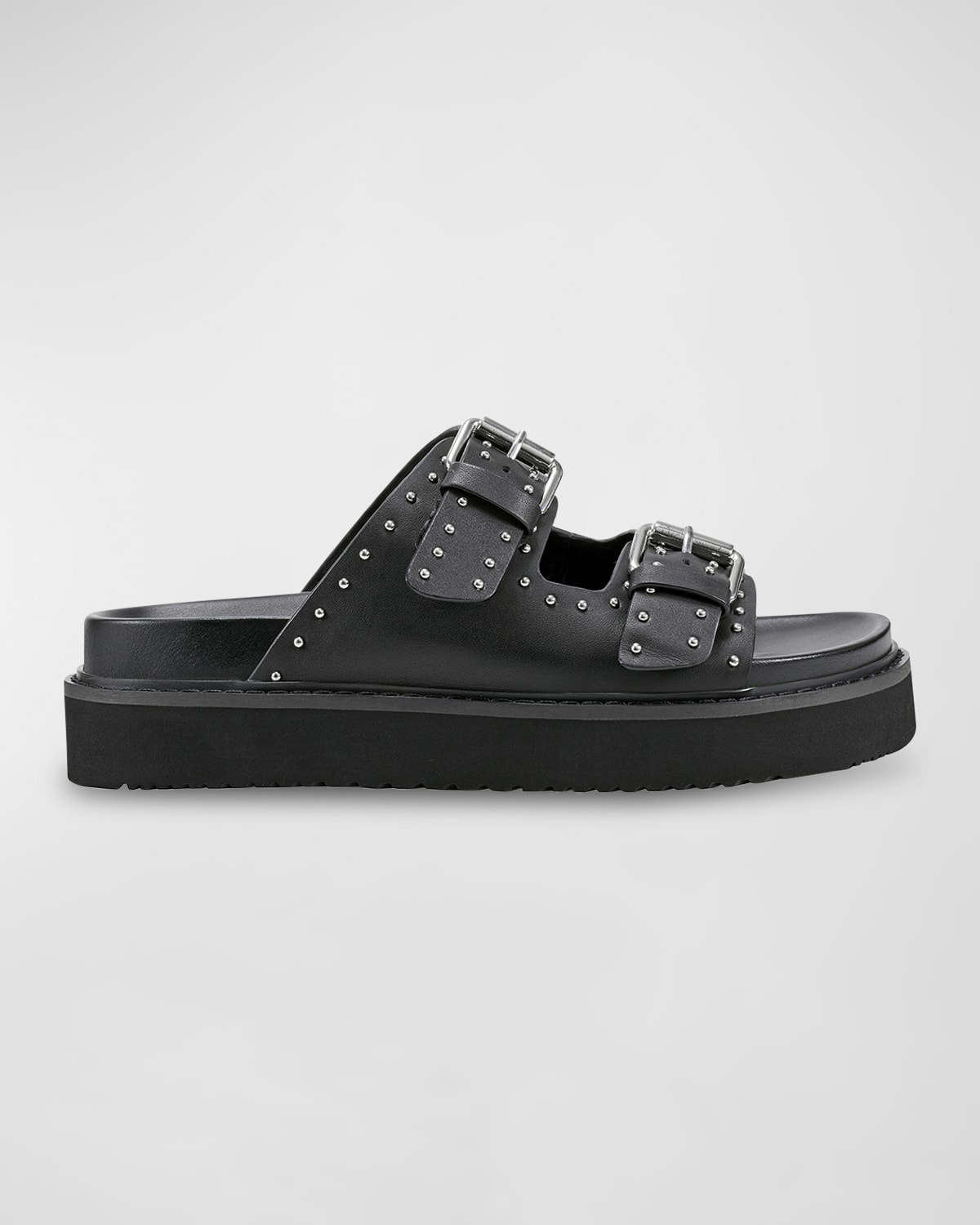 Marc Fisher LTD Micro Stud Leather Dual-Buckle Sandals | Smart Closet