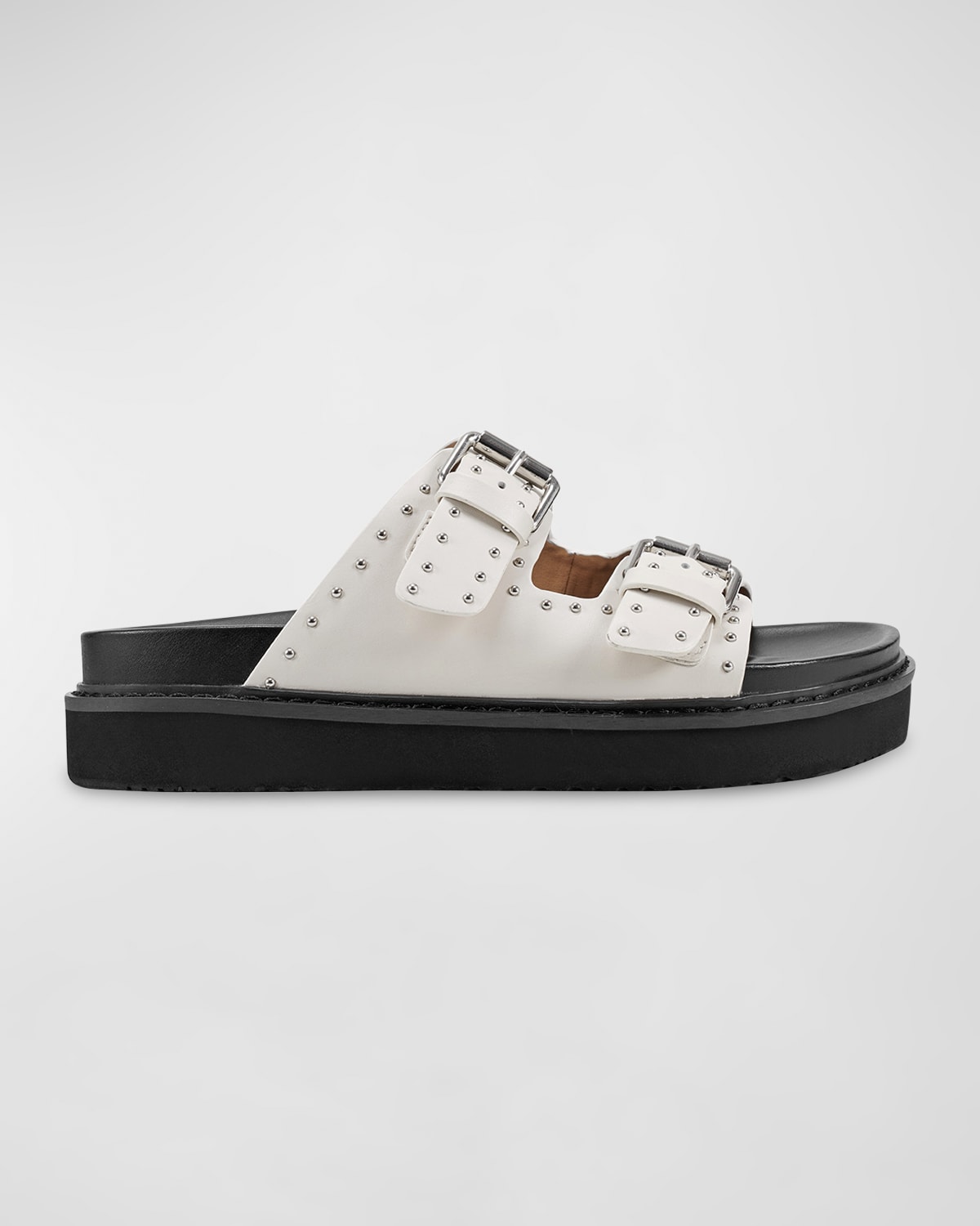 Marc Fisher LTD Micro Stud Leather Dual-Buckle Sandals | Smart Closet