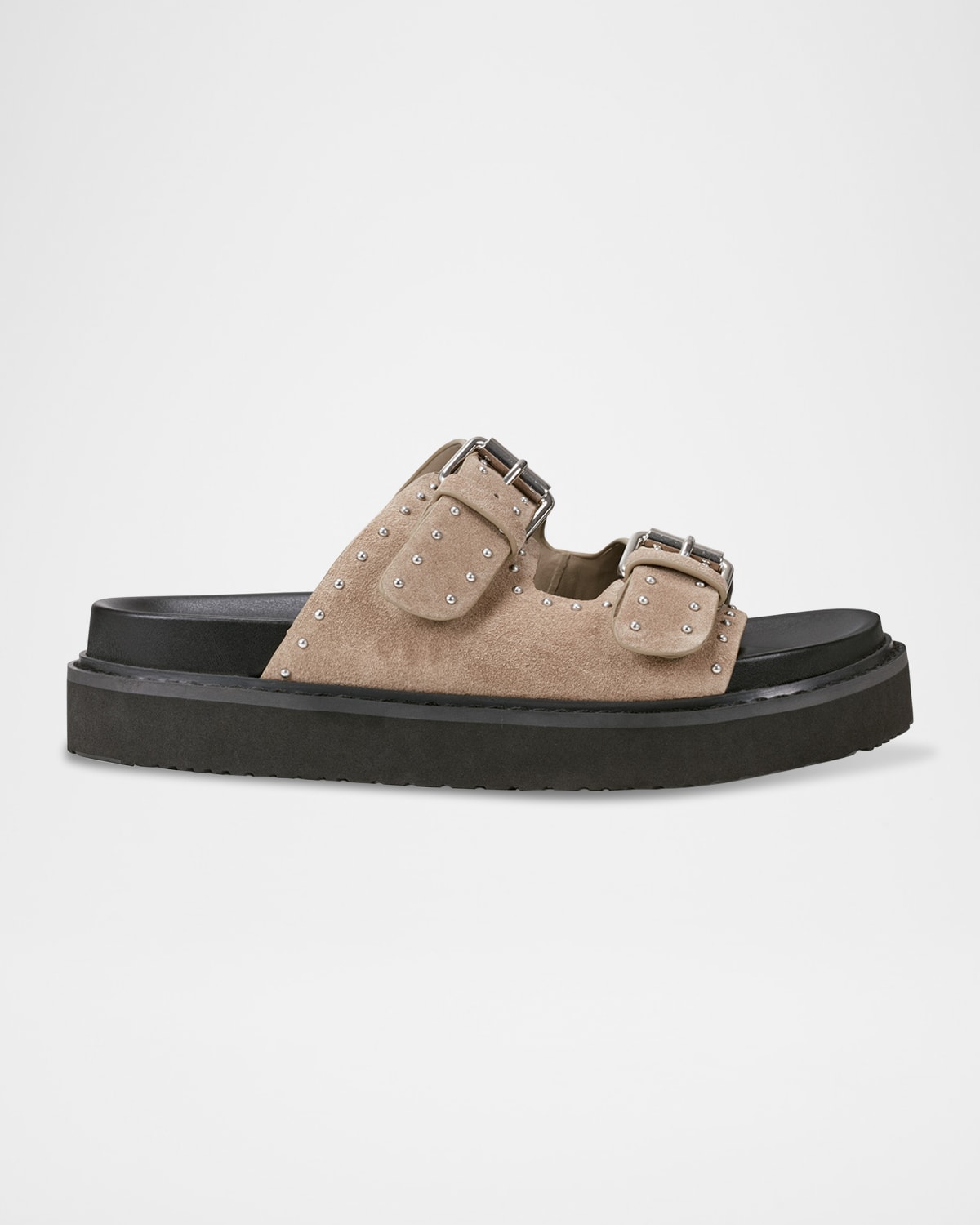 Agusta Micro Stud Leather Dual-Buckle Sandals
