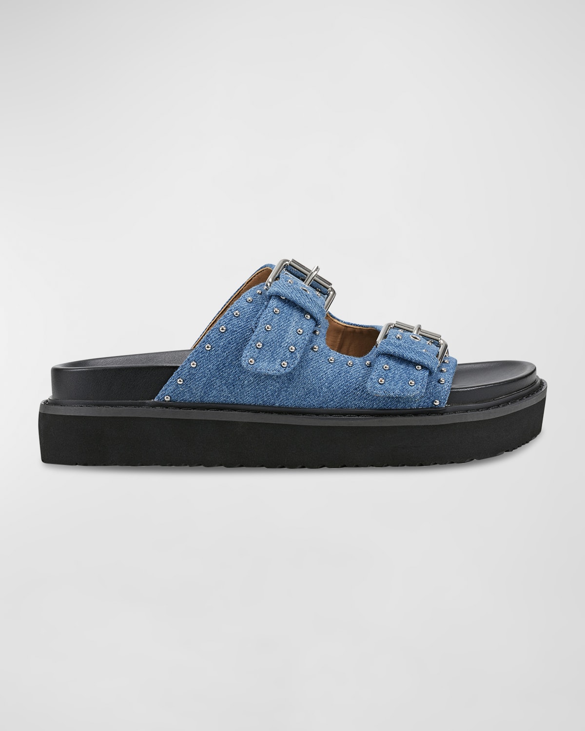 Marc Fisher LTD Micro Stud Leather Dual-Buckle Sandals | Smart Closet