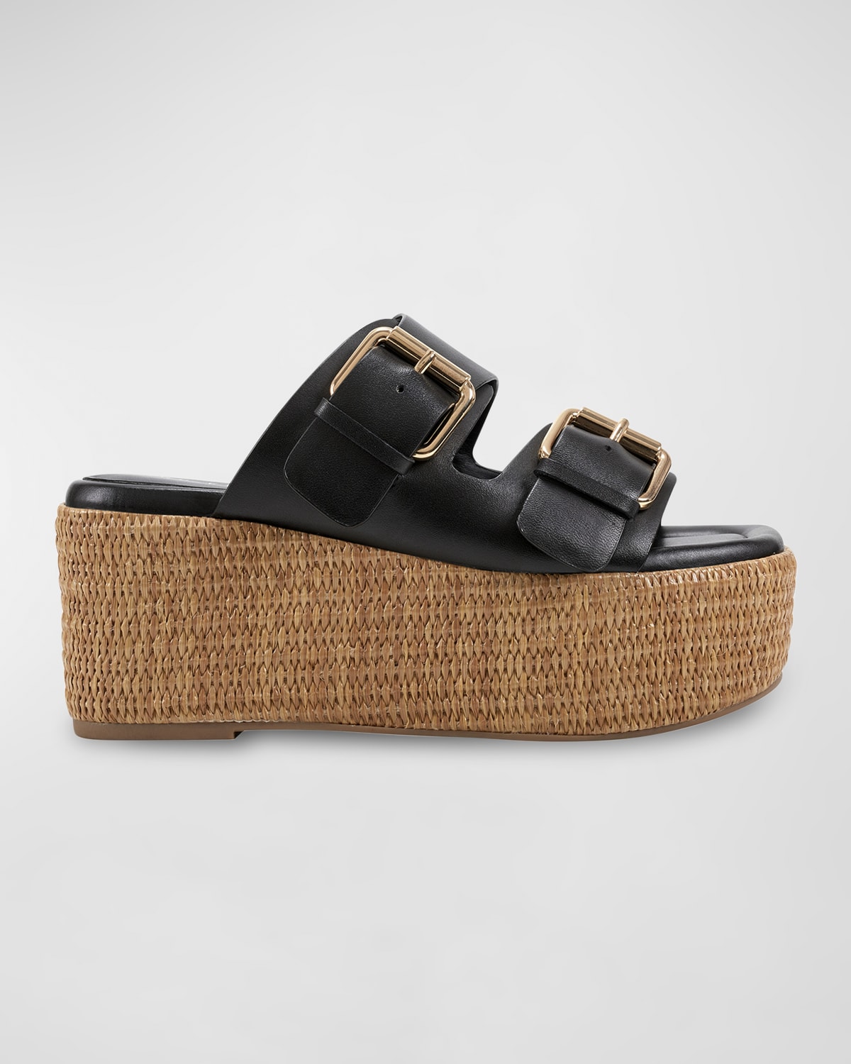 Shop Marc Fisher Ltd Palery Suede Double-buckle Platform Sandals In Black