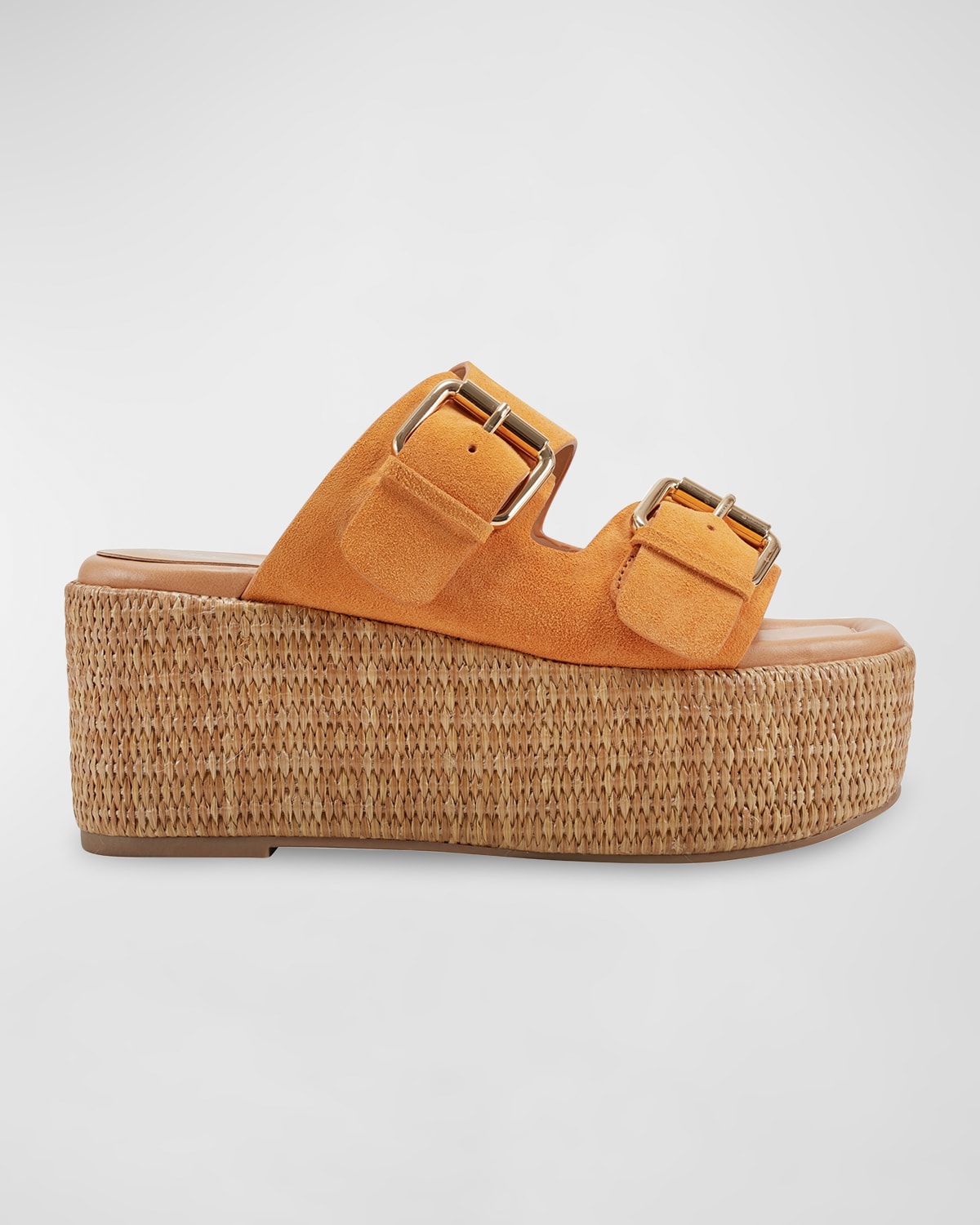 Shop Marc Fisher Ltd Palery Suede Double-buckle Platform Sandals In Orange