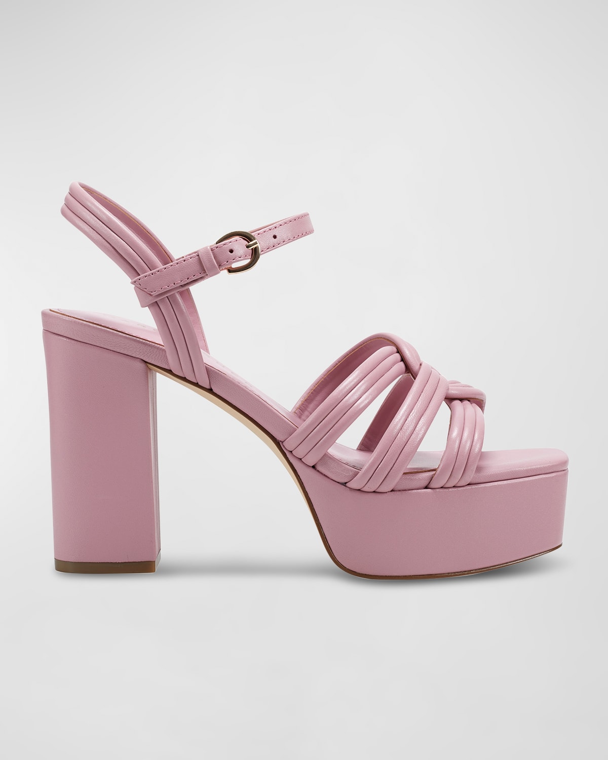 Shop Marc Fisher Ltd Leather Woven Ankle-strap Platform Sandals In Light Pink
