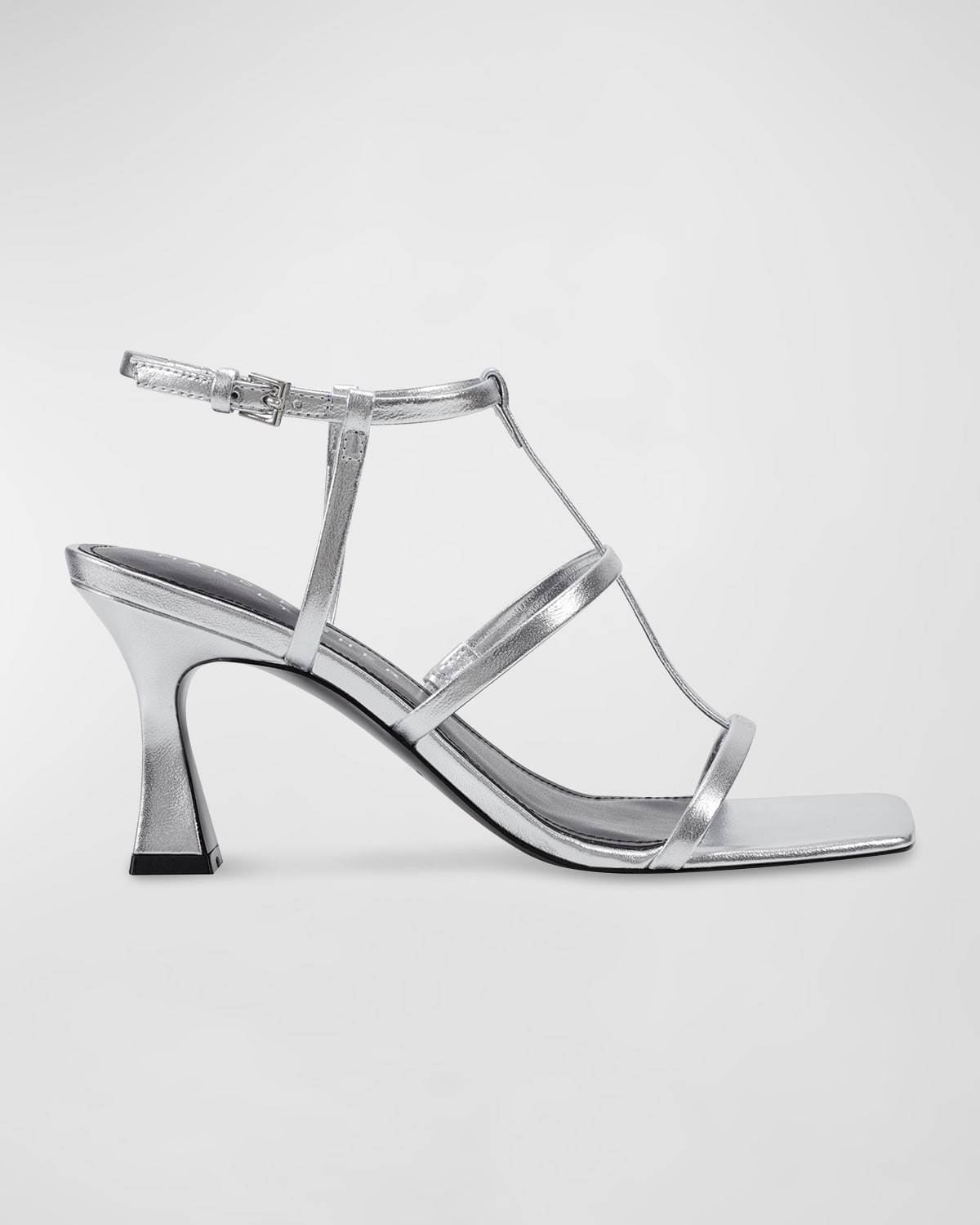 Shop Marc Fisher Ltd Leather T-strap Slingback Sandals In Silver