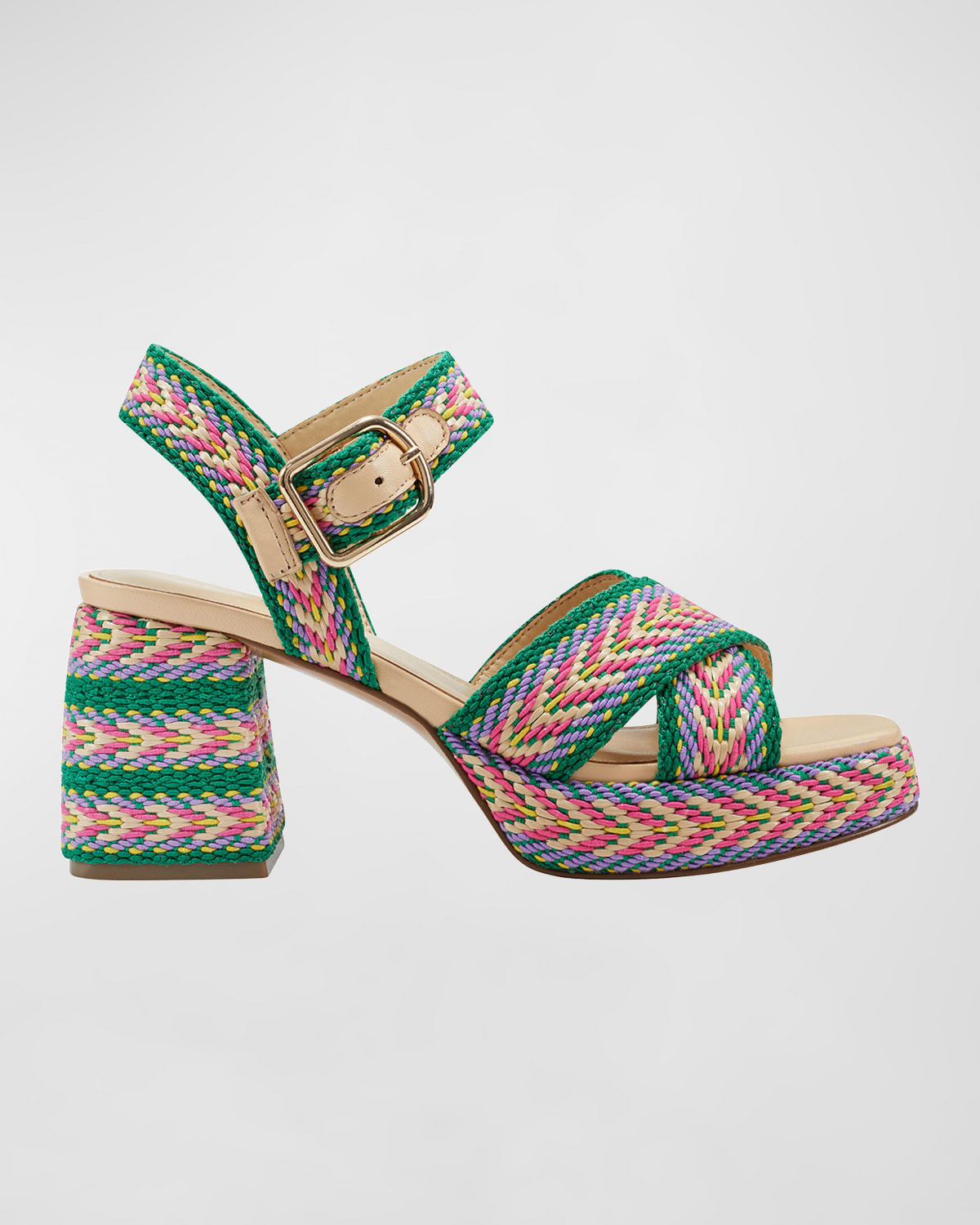 Woven Textile Ankle-Strap Sandals