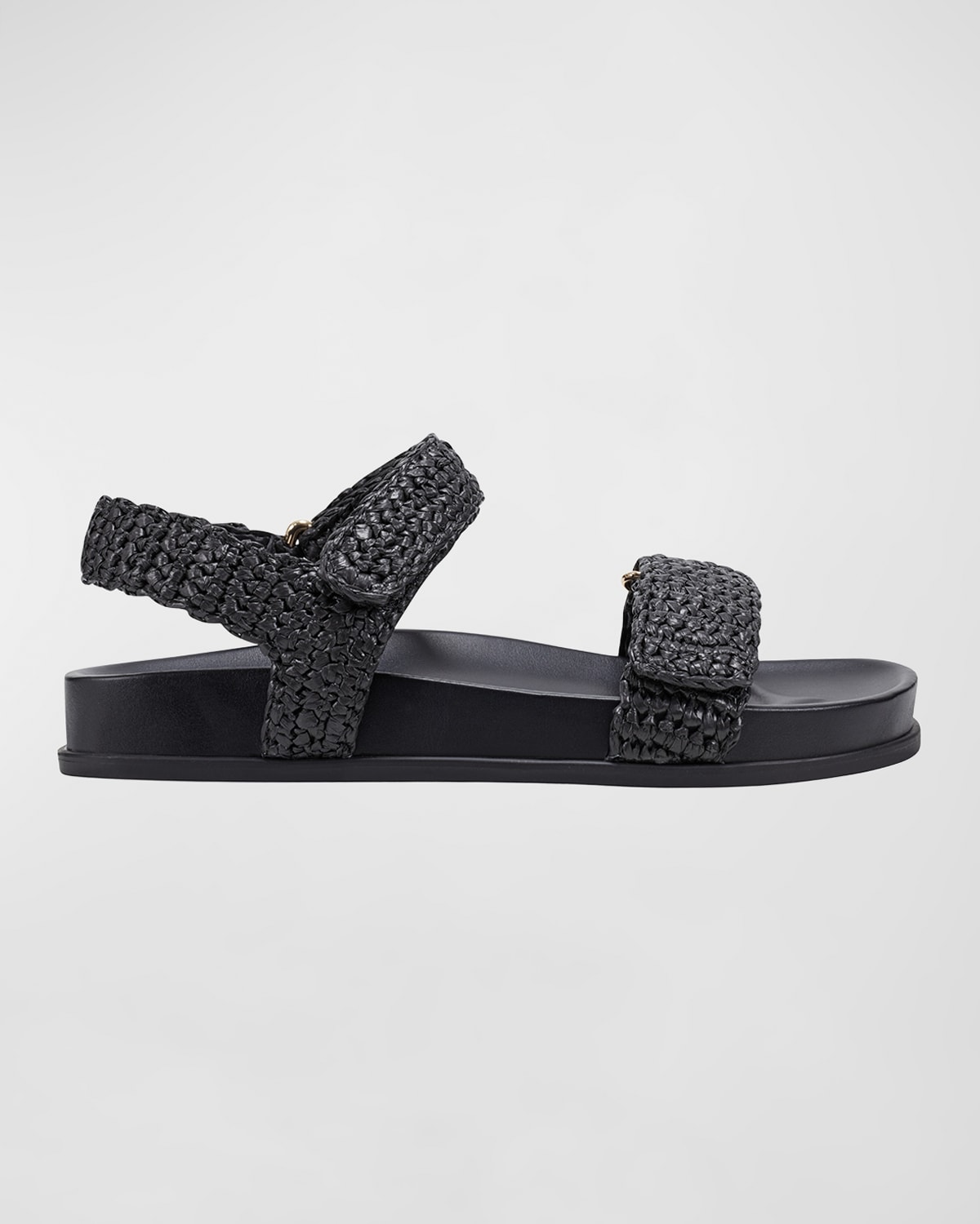 Shop Marc Fisher Ltd Raffia Dual-grip Comfort Sandals In Black