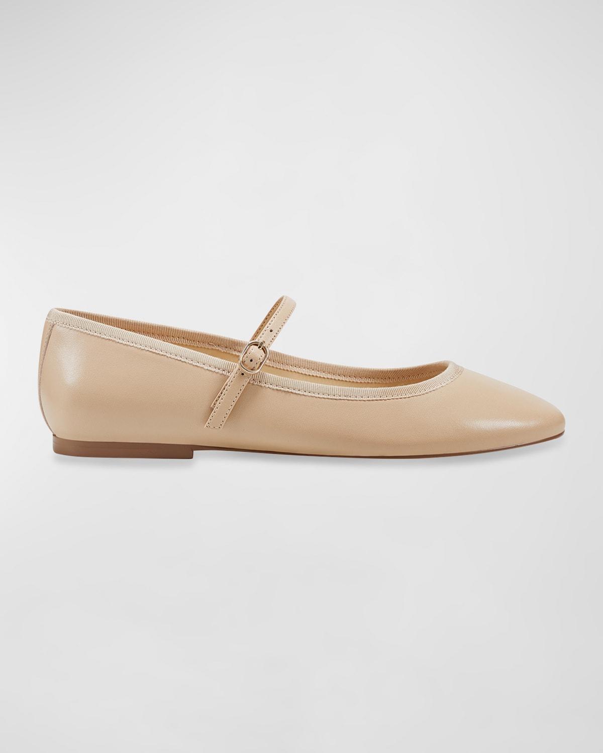 Shop Marc Fisher Ltd Espina Leather Mary Jane Ballerina Flats In Light Natural