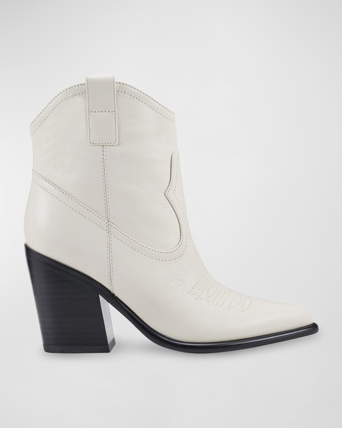Shop Marc Fisher Ltd Leather Western Ankle Booties In Ivory