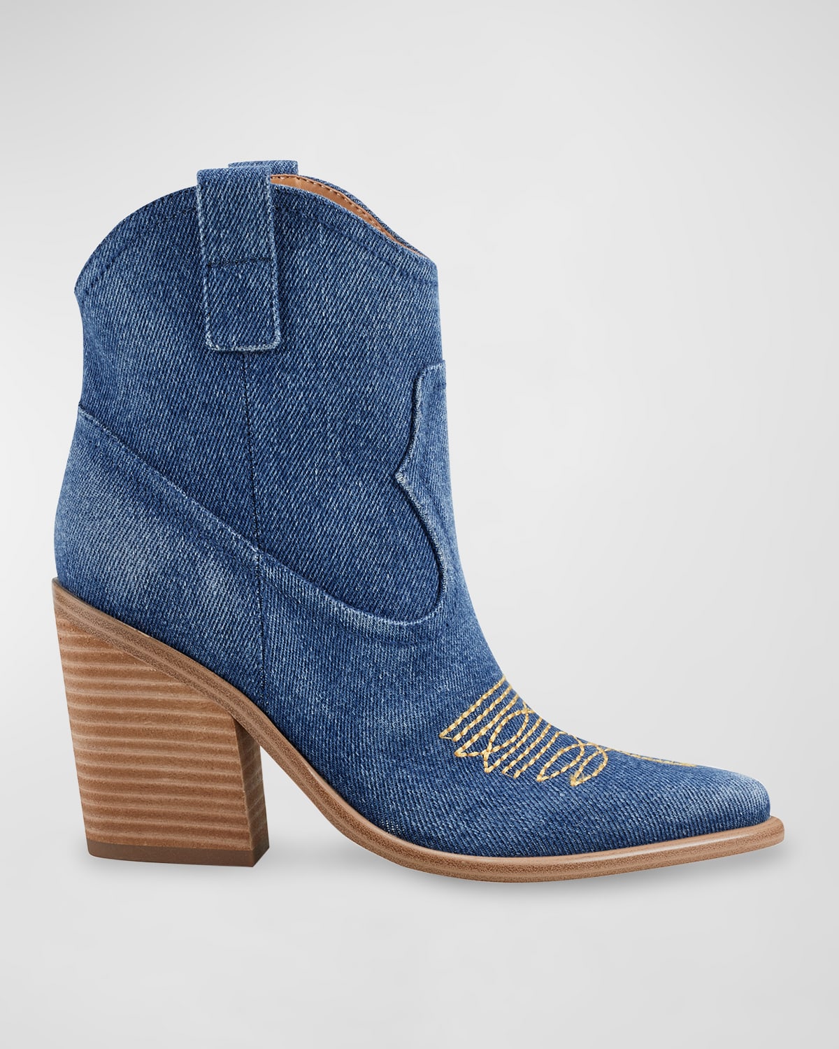 Shop Marc Fisher Ltd Leather Western Ankle Booties In Medium Blue