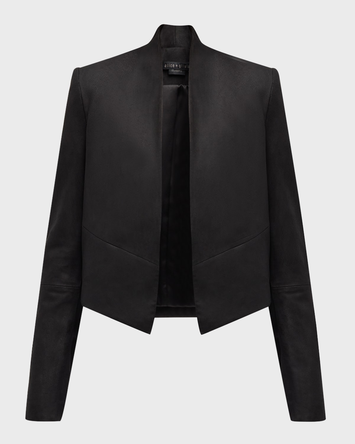 Alice And Olivia New Harvey Suede Open-front Jacket In Black