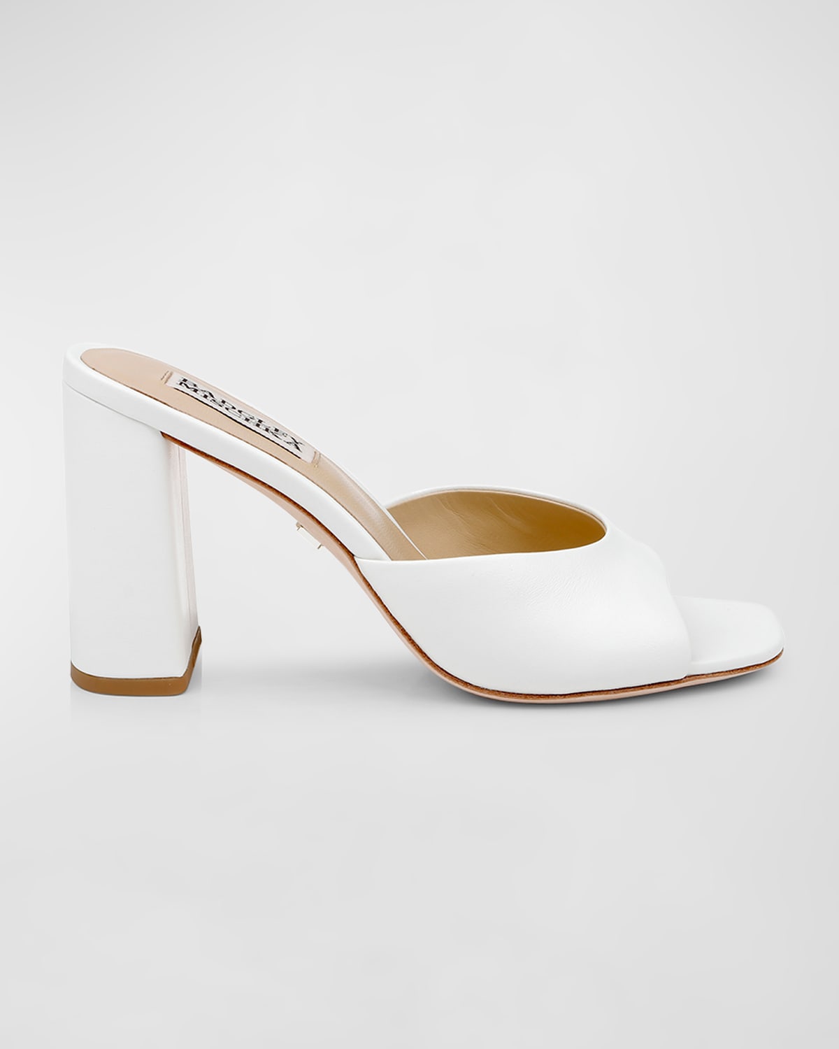 Shop Badgley Mischka Cadence Leather Mule Sandals In Soft White