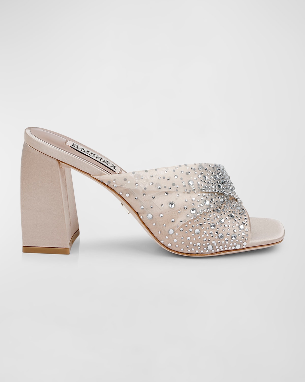 Shop Badgley Mischka Camelia Crystal Mesh Mule Sandals In Nude