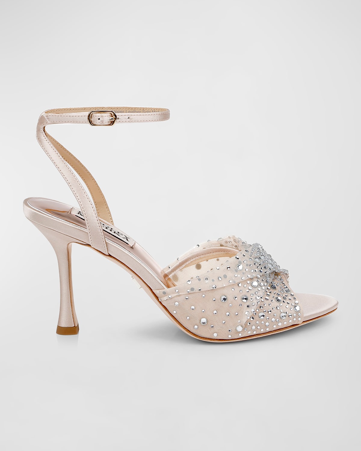 Shop Badgley Mischka Cameryn Embellished Mesh Ankle-strap Sandals In Nude