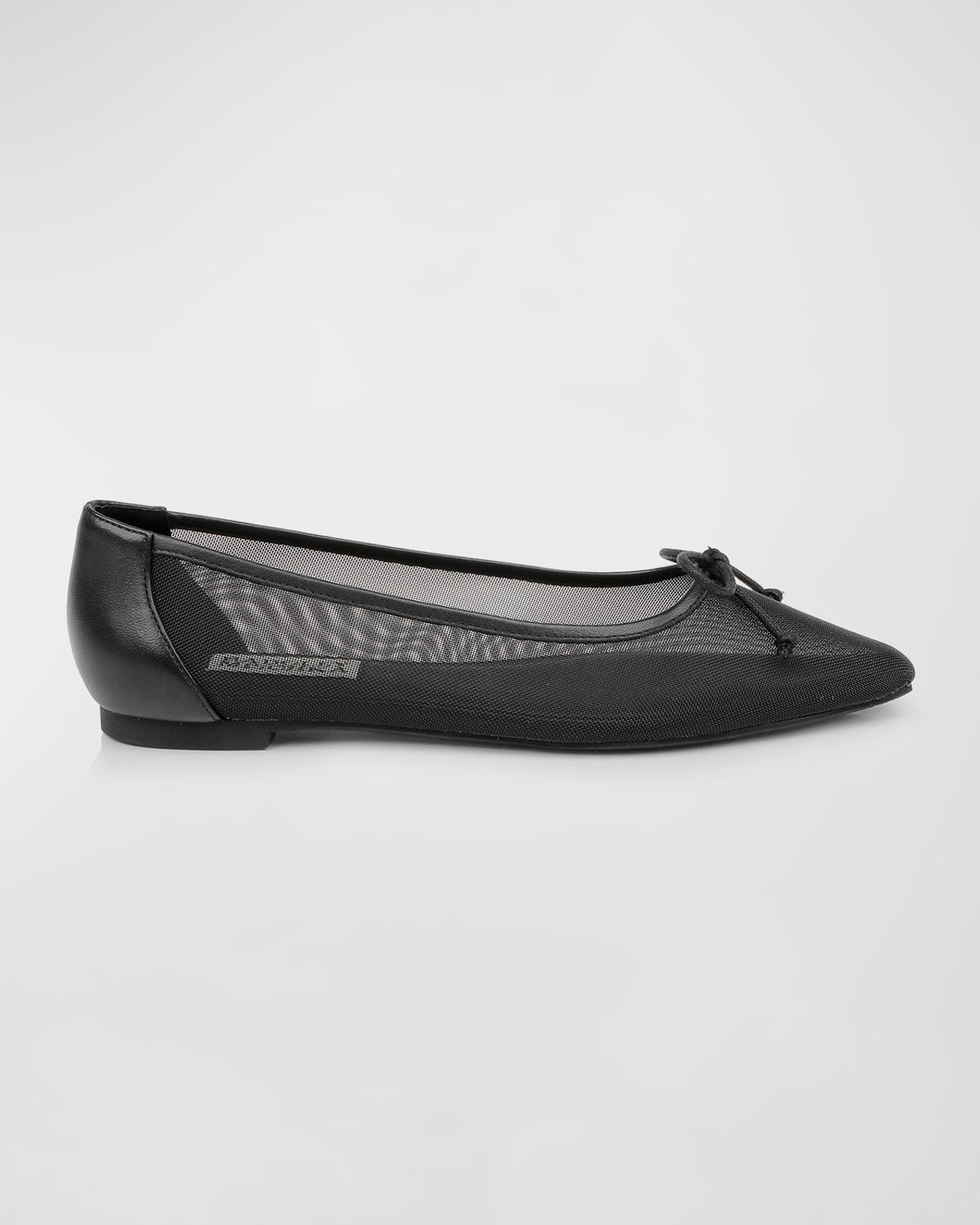 Cam Mesh Leather Bow Ballerina Flats