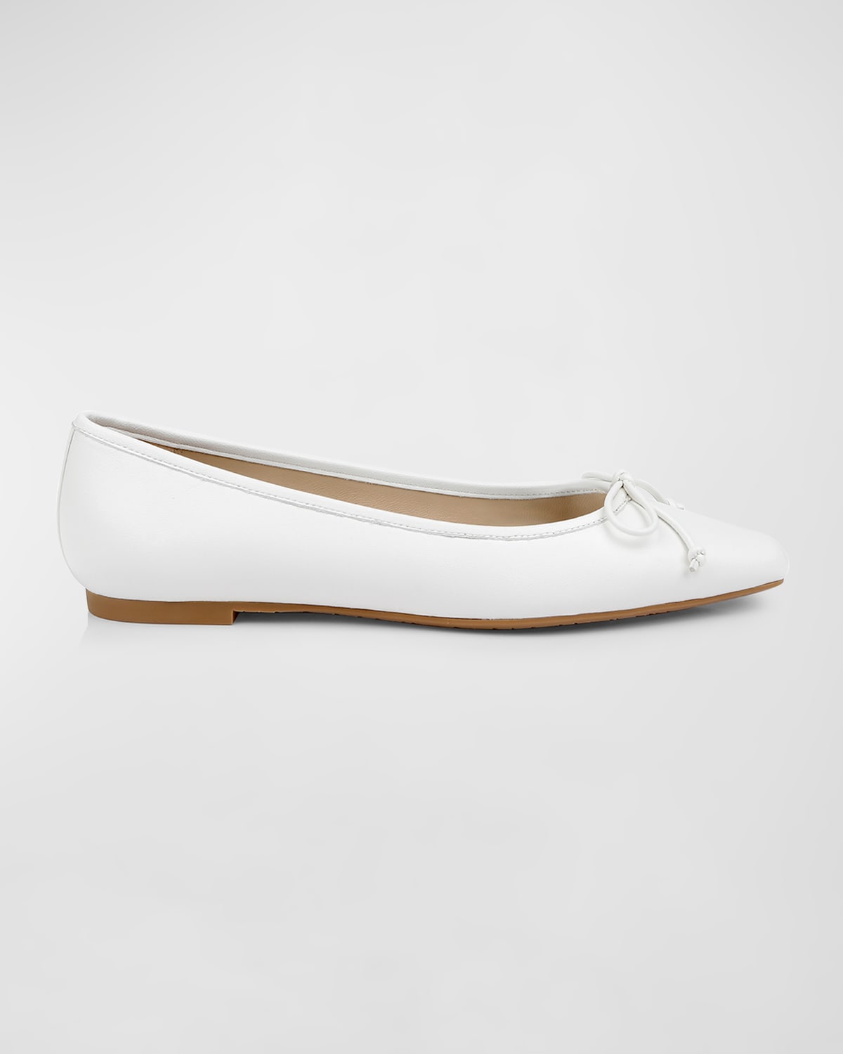 Shop Badgley Mischka Cam Mesh Leather Bow Ballerina Flats In Soft White Nappa