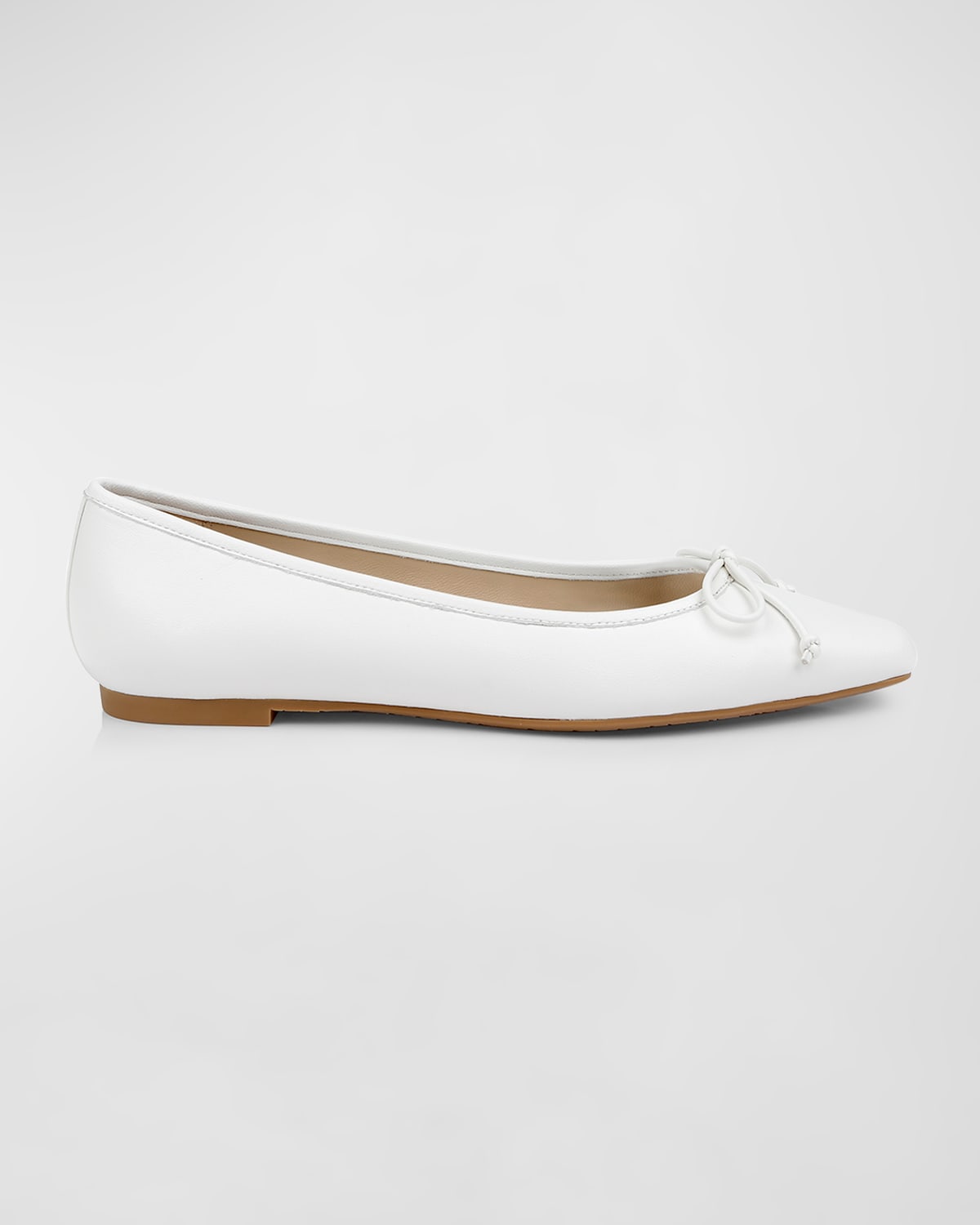 Monnalisa 35mm bow leather ballerina shoes - White