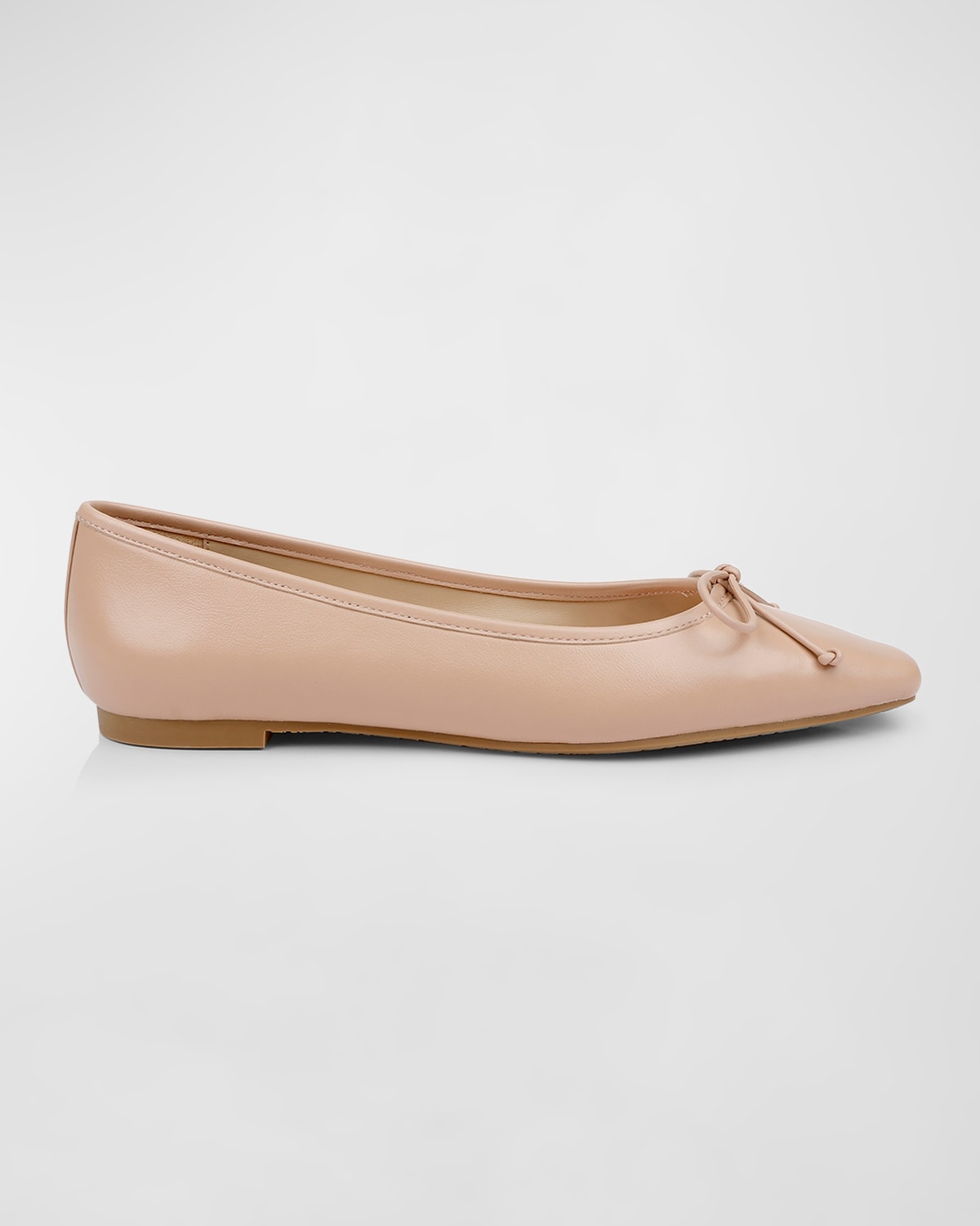 Shop Badgley Mischka Cam Mesh Leather Bow Ballerina Flats In Blush Nude