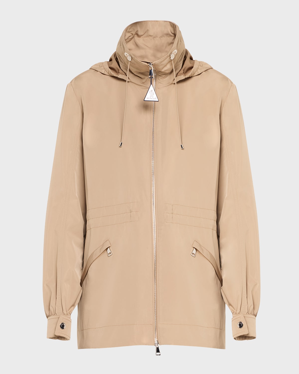 Shop Moncler Enet Short Parka Jacket In Beige