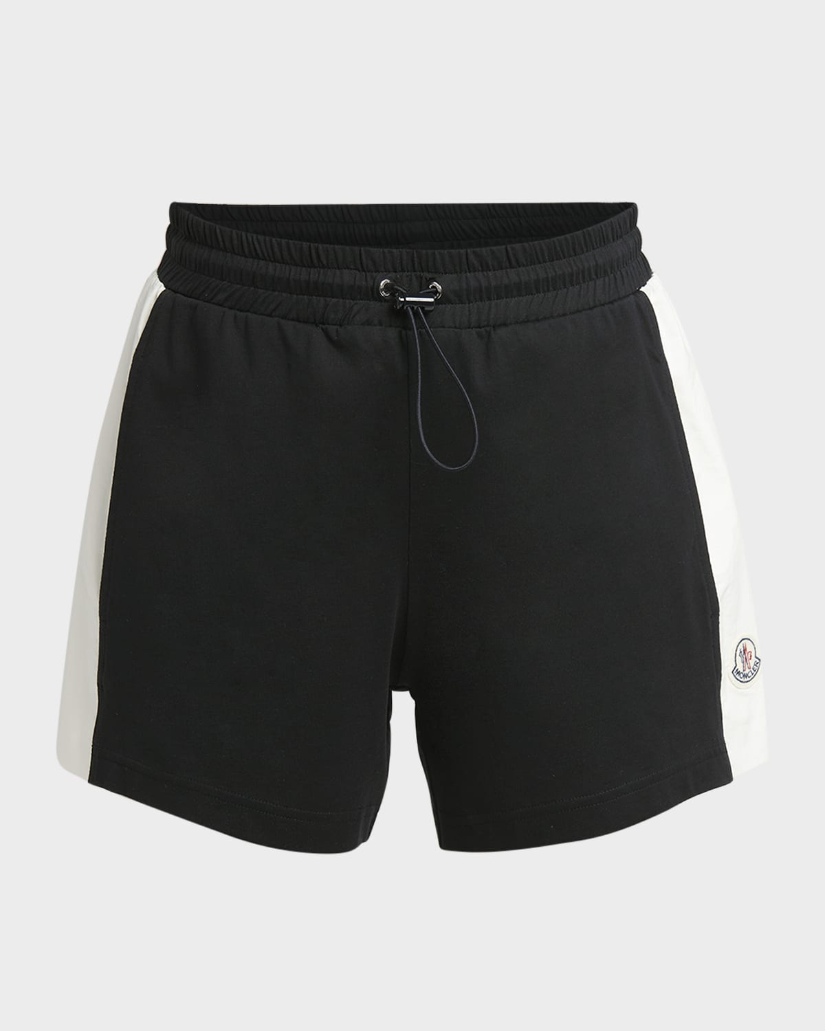 Shop Moncler Striped Drawcord Shorts In Navy