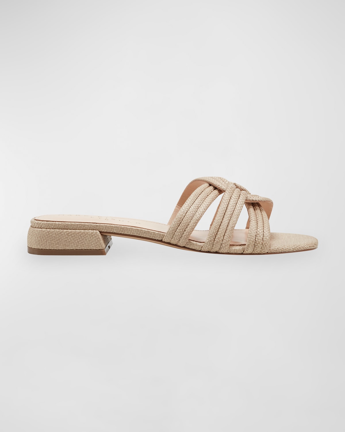 Shop Marc Fisher Ltd Woven Flat Slide Sandals In Light Natural