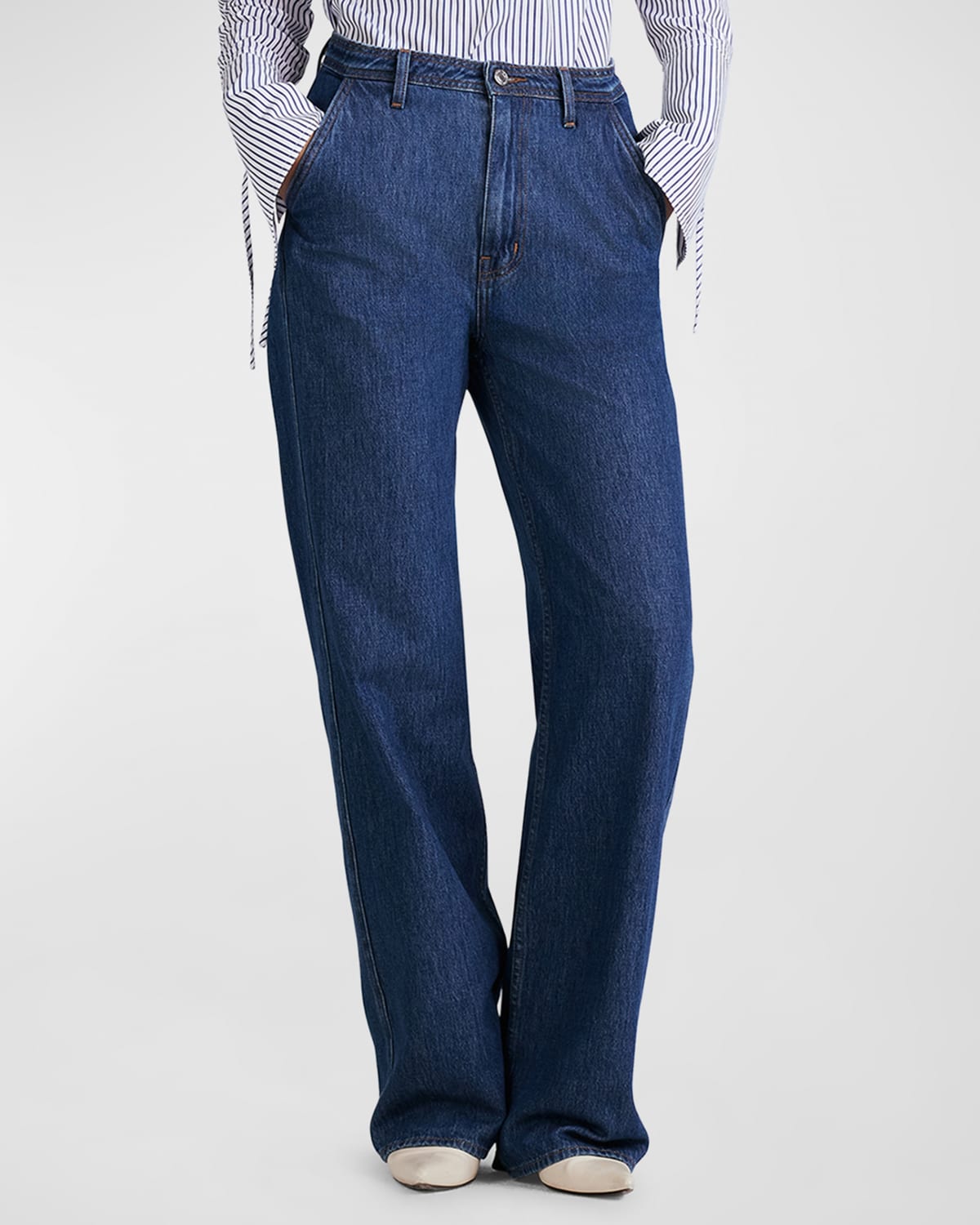 Shop Derek Lam 10 Crosby Faye High-rise Tailored Wide-leg Jeans In Bedford Dark