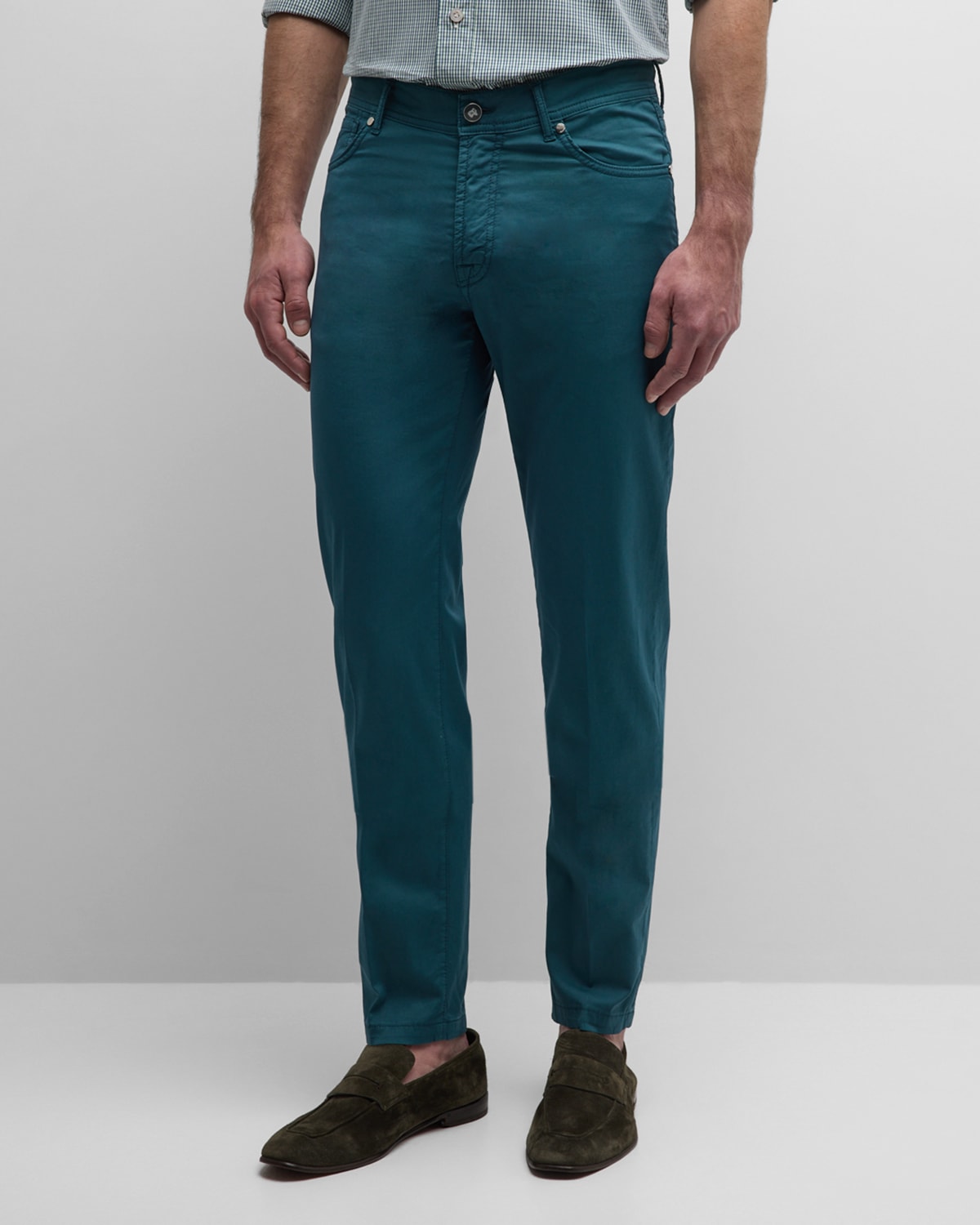 Shop Marco Pescarolo Men's Micropique 5-pocket Pants In Teal