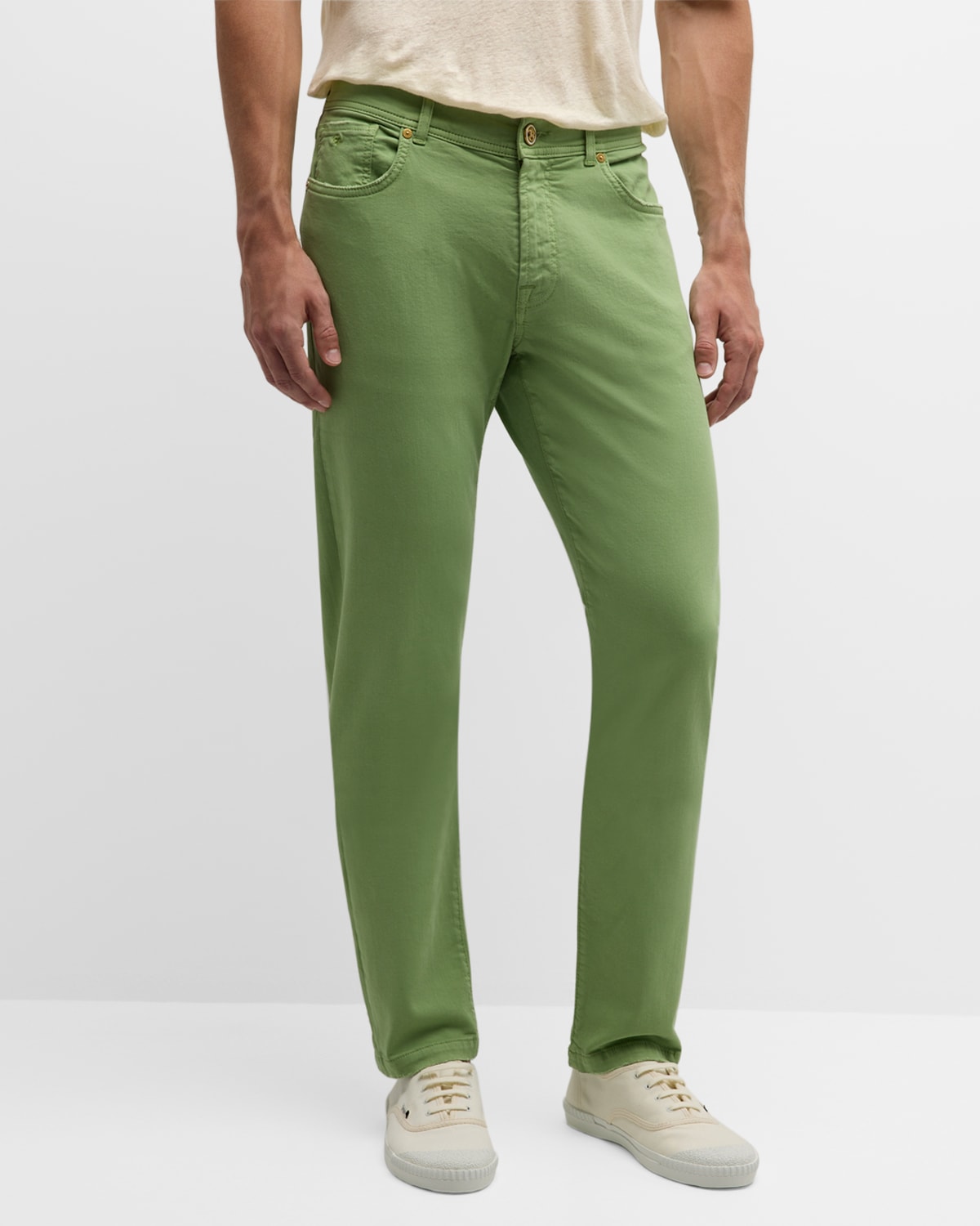 Shop Marco Pescarolo Men's Vintage Dyed Cotton-silk Denim Pants In Green