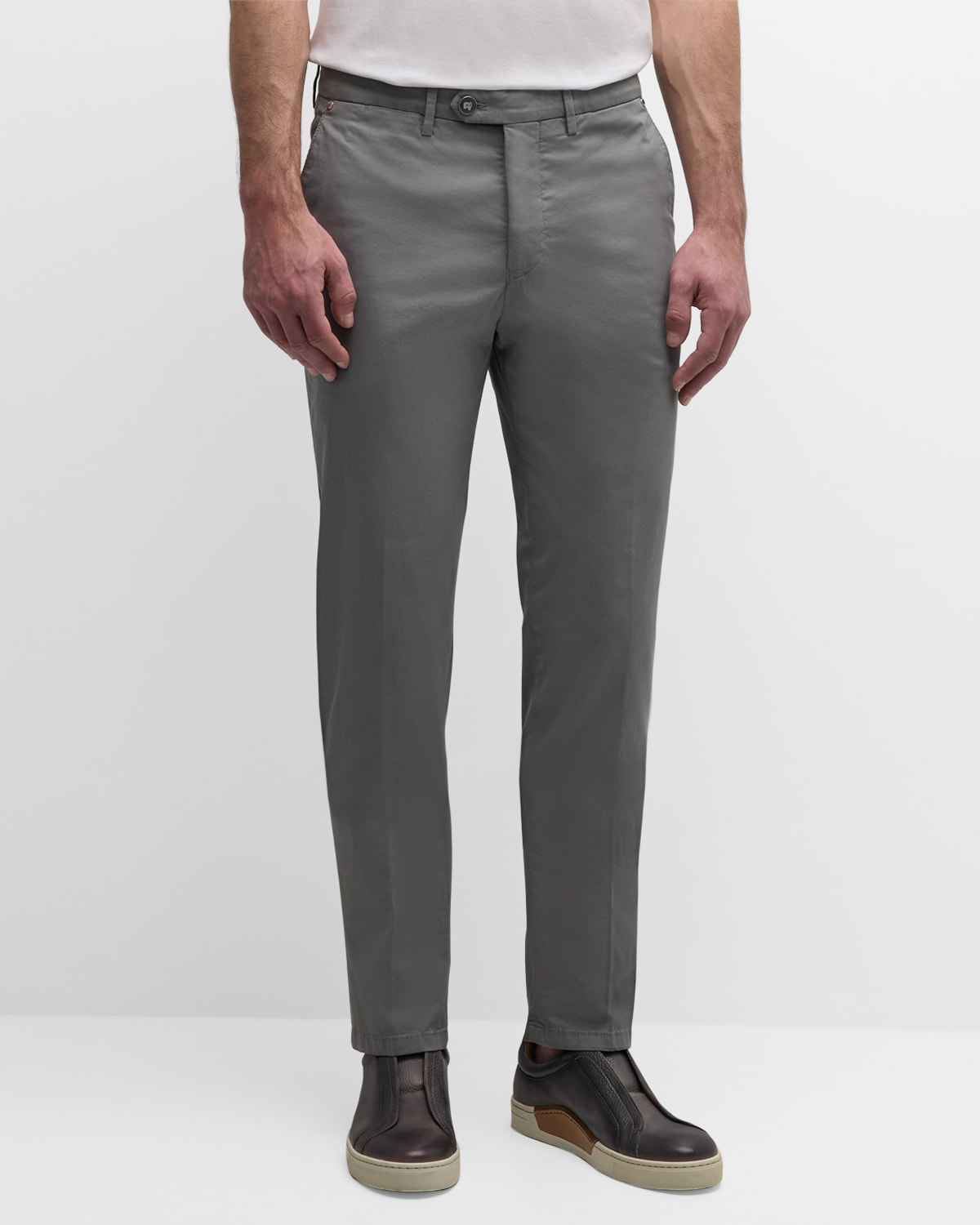 Shop Marco Pescarolo Men's Stretch Gabardine Pants In Medium Grey