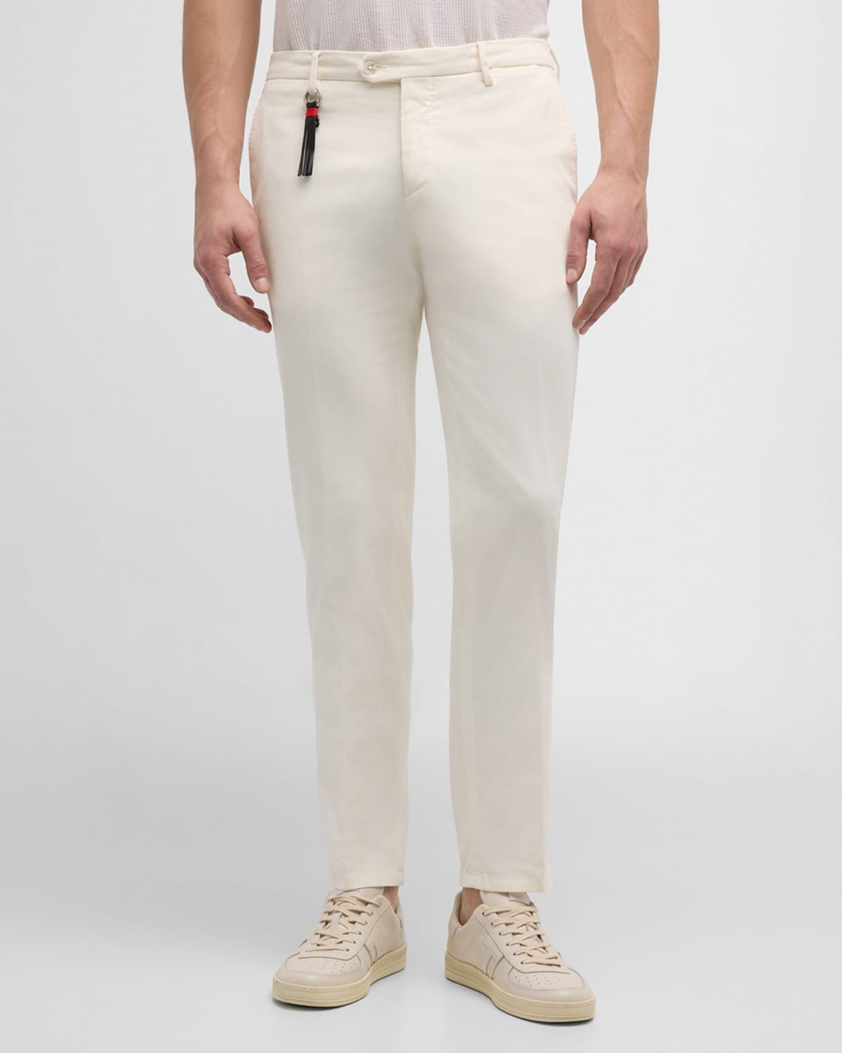 Marco Pescarolo Men's Luxe Twill Chino Trousers In White