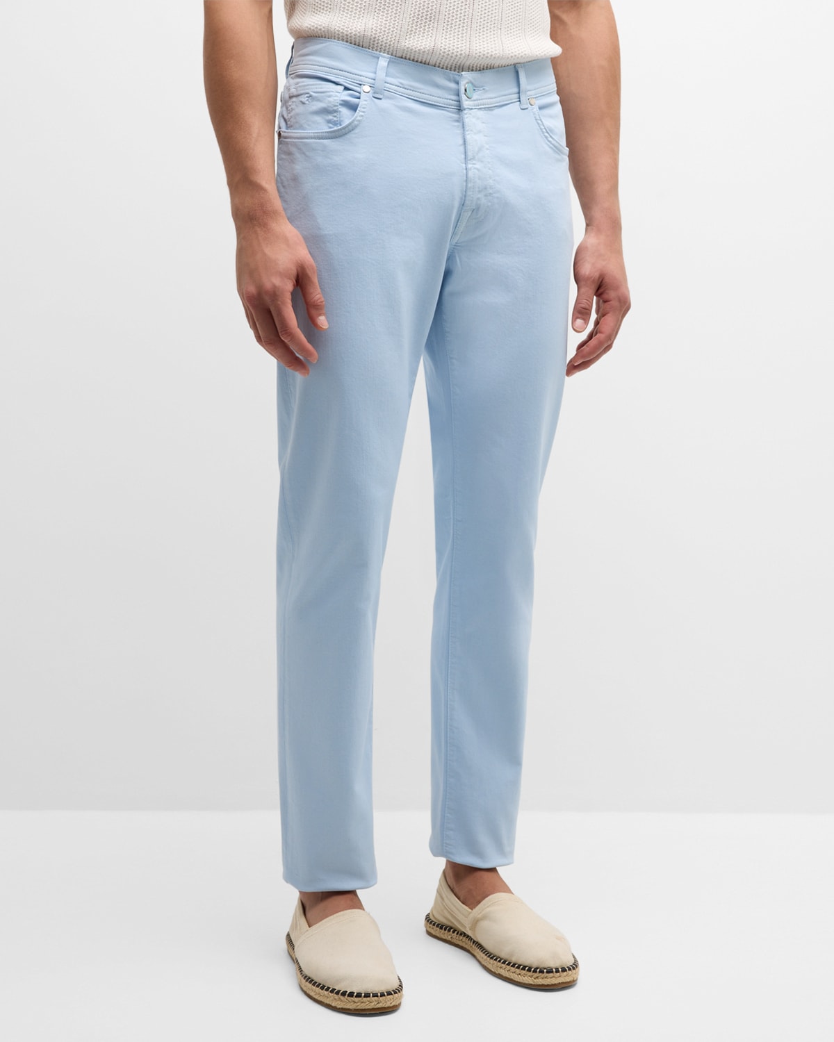 Shop Marco Pescarolo Men's Cotton-silk Stretch Bull Denim Pants In Sky Blue