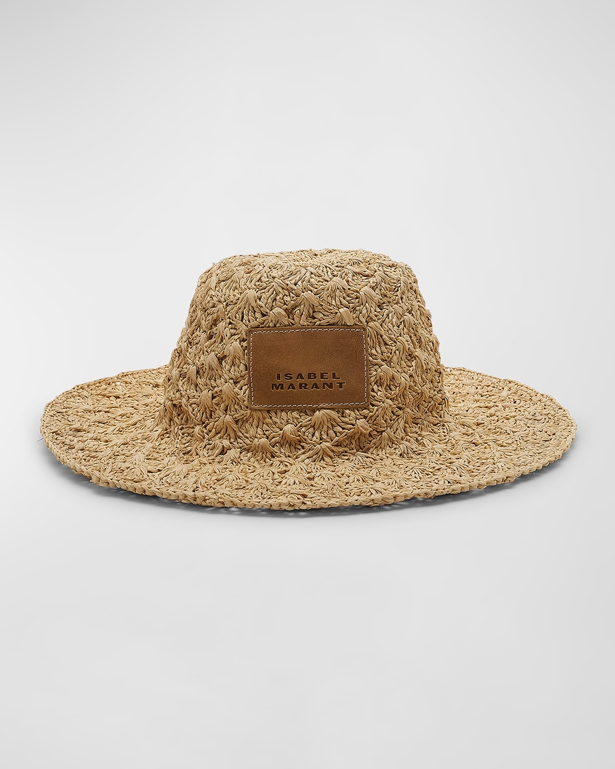 Isabel Marant Tulum Leather-trimmed Crocheted Raffia Hat In Natural