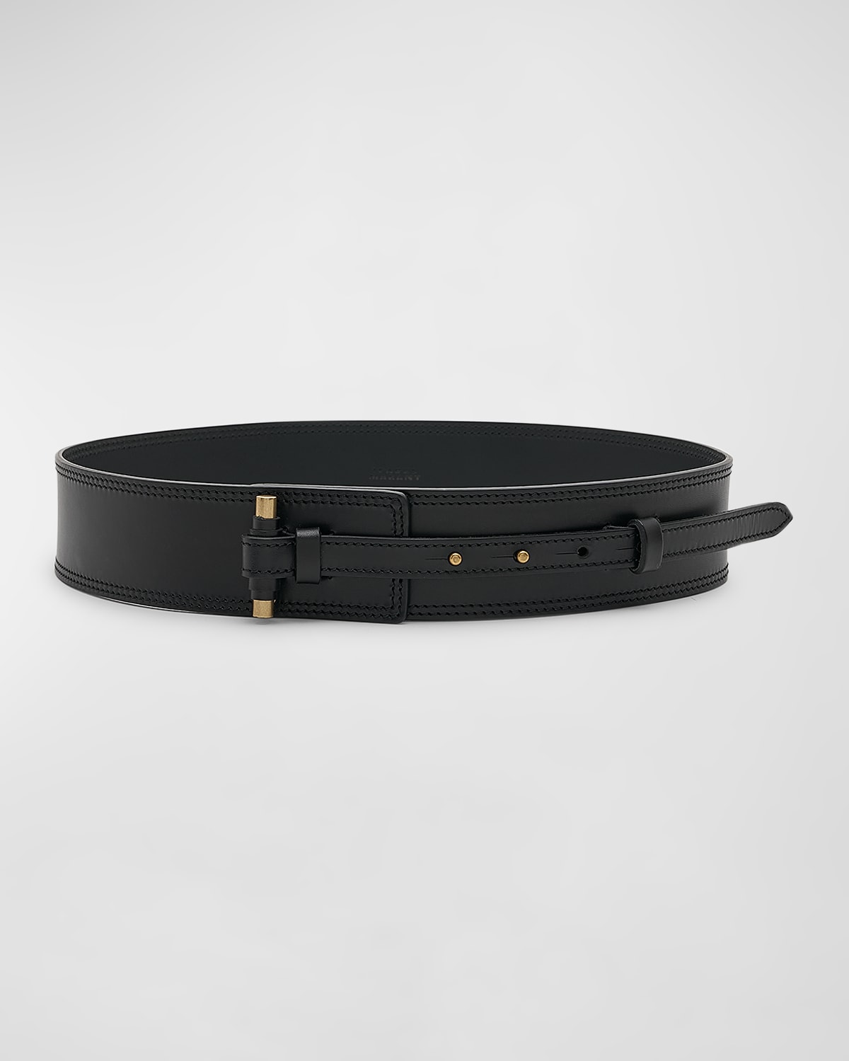 Shop Isabel Marant Vigo Leather & Brass Belt In Black