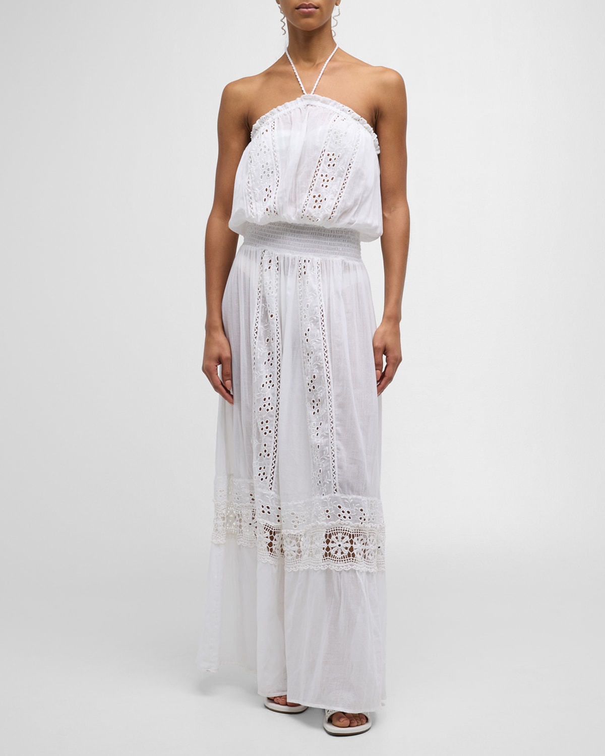 Shop Ramy Brook Elyse Crochet Halter Maxi Dress In White