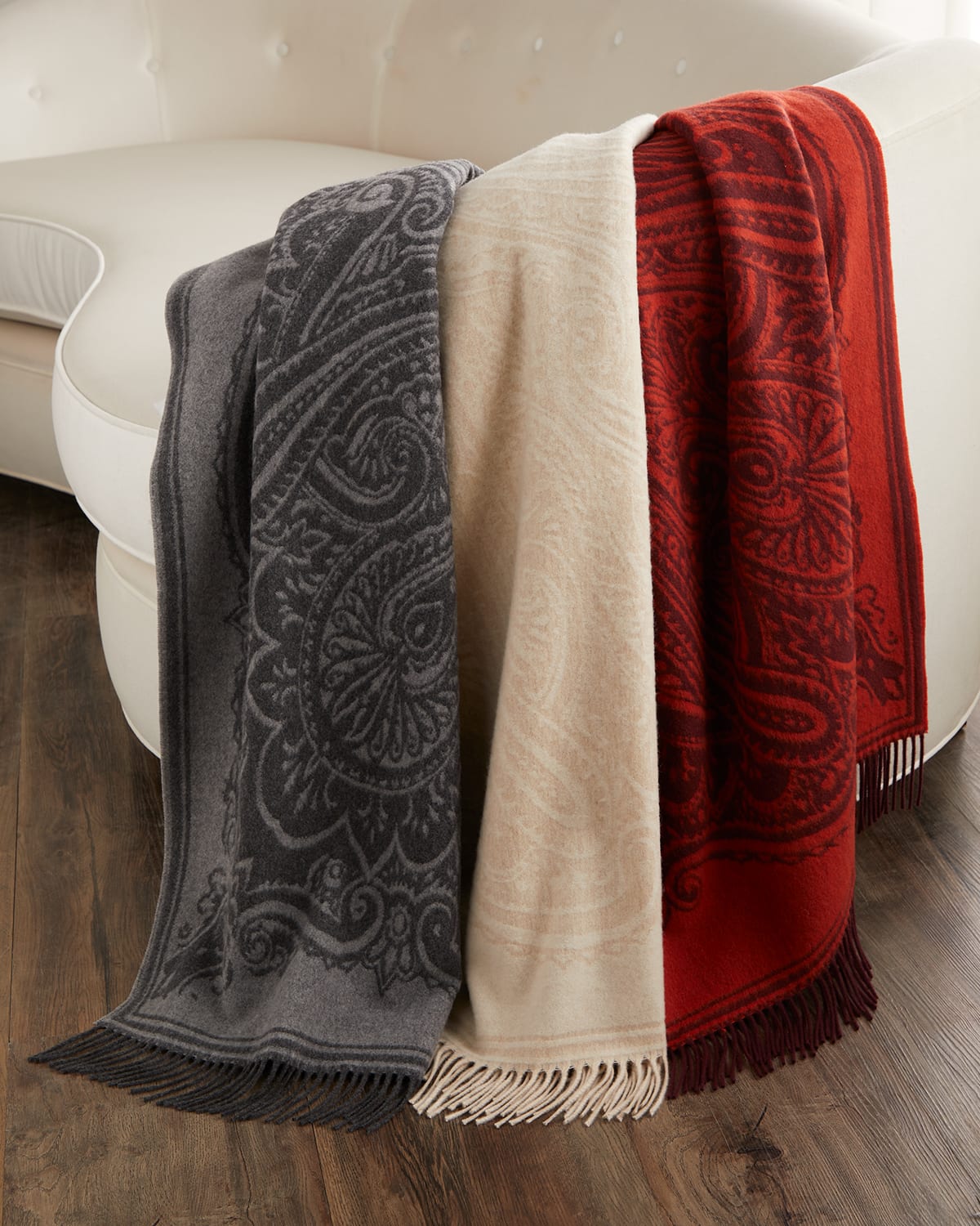 Shop Etro Alocasia Fringed Wool & Cashmere Throw Blanket In Grey