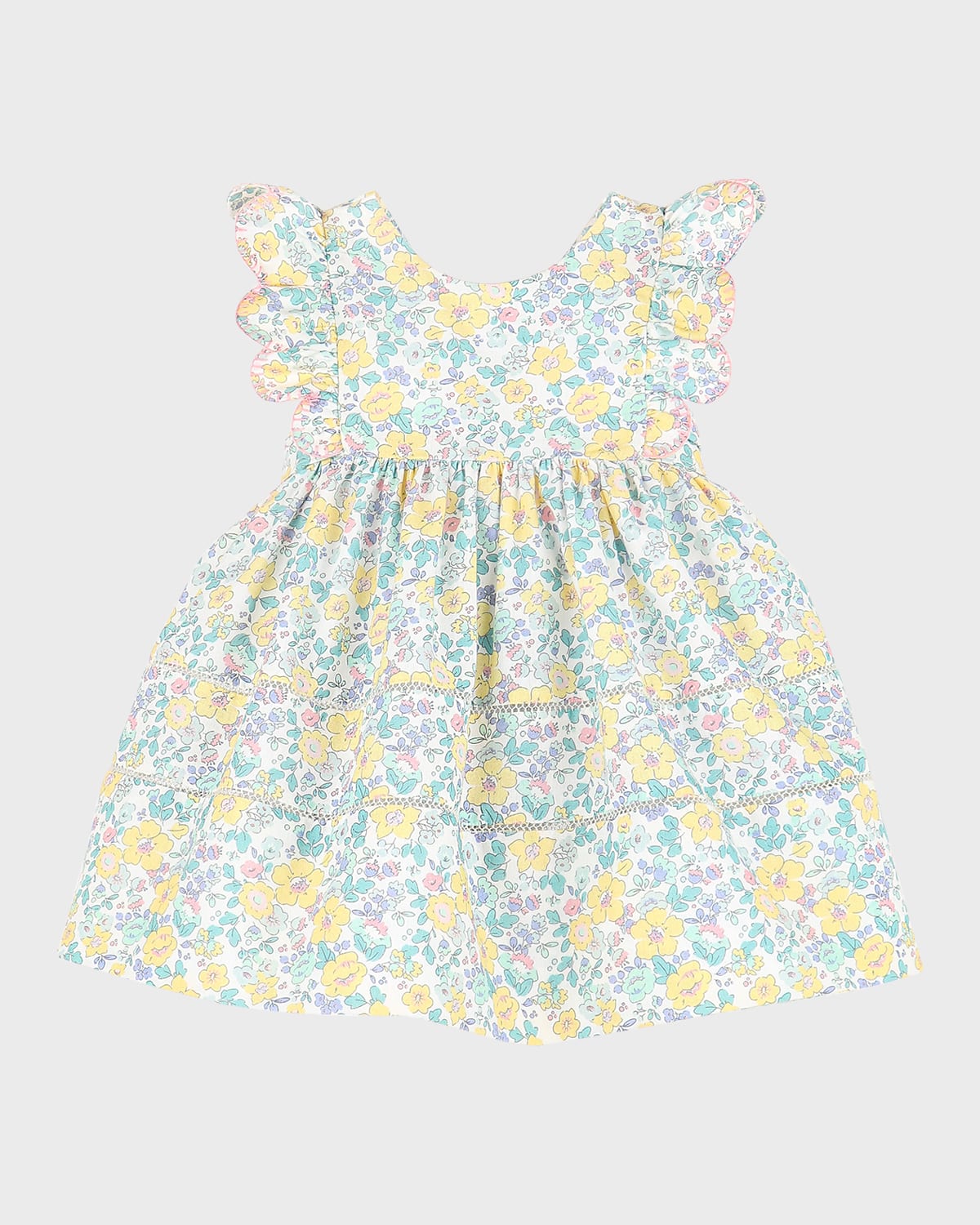 Shop Luli & Me Girl's Floral Smocked Ruffled Cotton Dress In Print