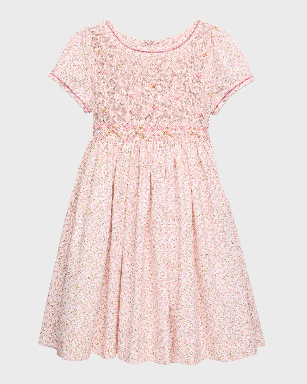 Luli & Me Kids' Girl's Wildflowers Smocked Cotton Dress In Pink