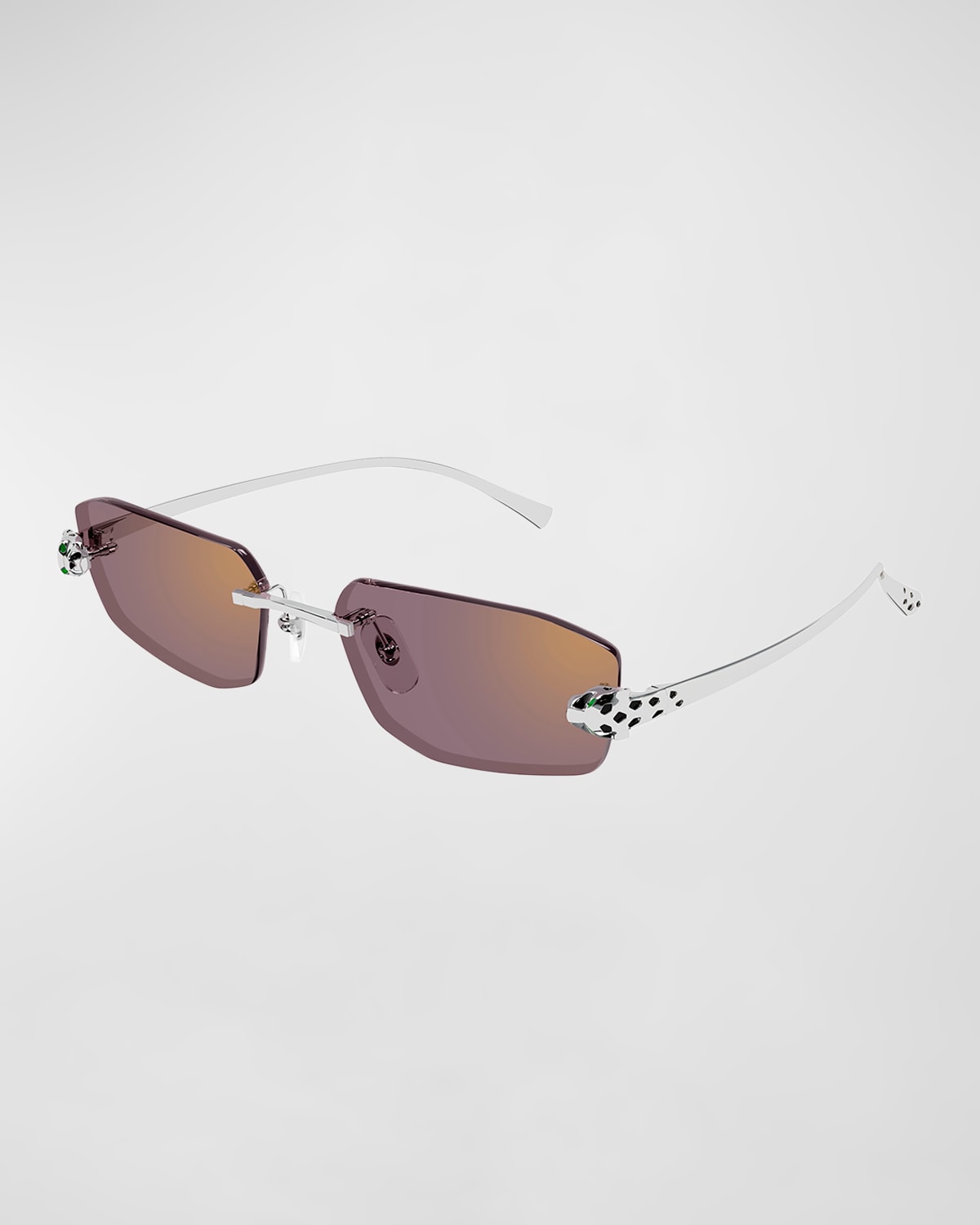 Cartier Rimless Metal Cat-eye Sunglasses In Smooth Platinum F
