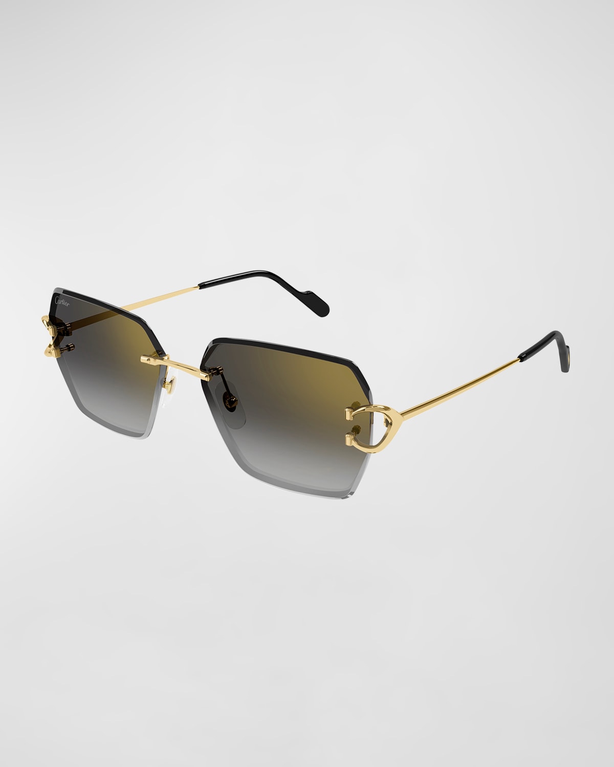 Cartier Rimless Metal Butterfly Sunglasses In 001 Smooth Golden