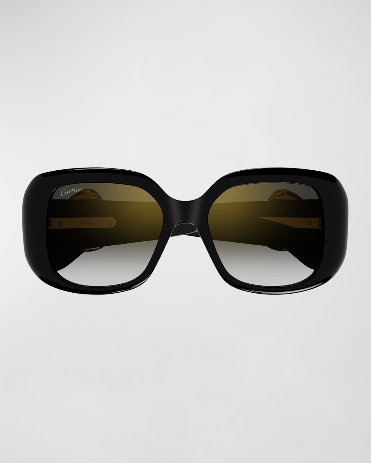 Cartier Panther-c Acetate Square Sunglasses In Black Colour