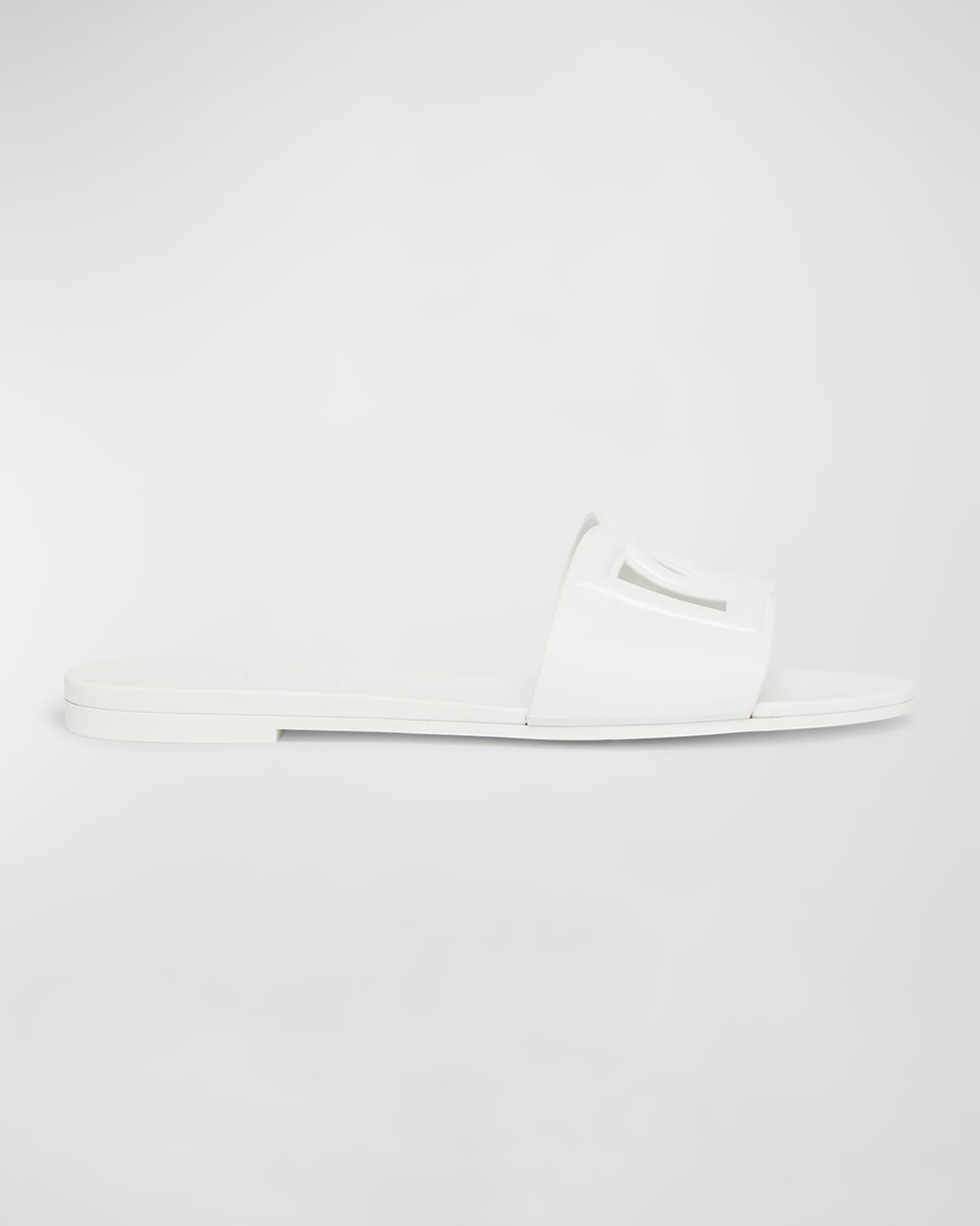 Dolce & Gabbana Black Flats With Cut-out Band And Dg Logo In White