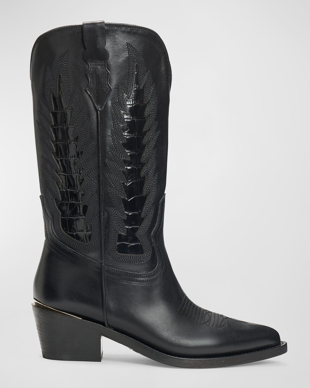 Shop Partlow Whitney Mixed Leather Western Boots In Nero