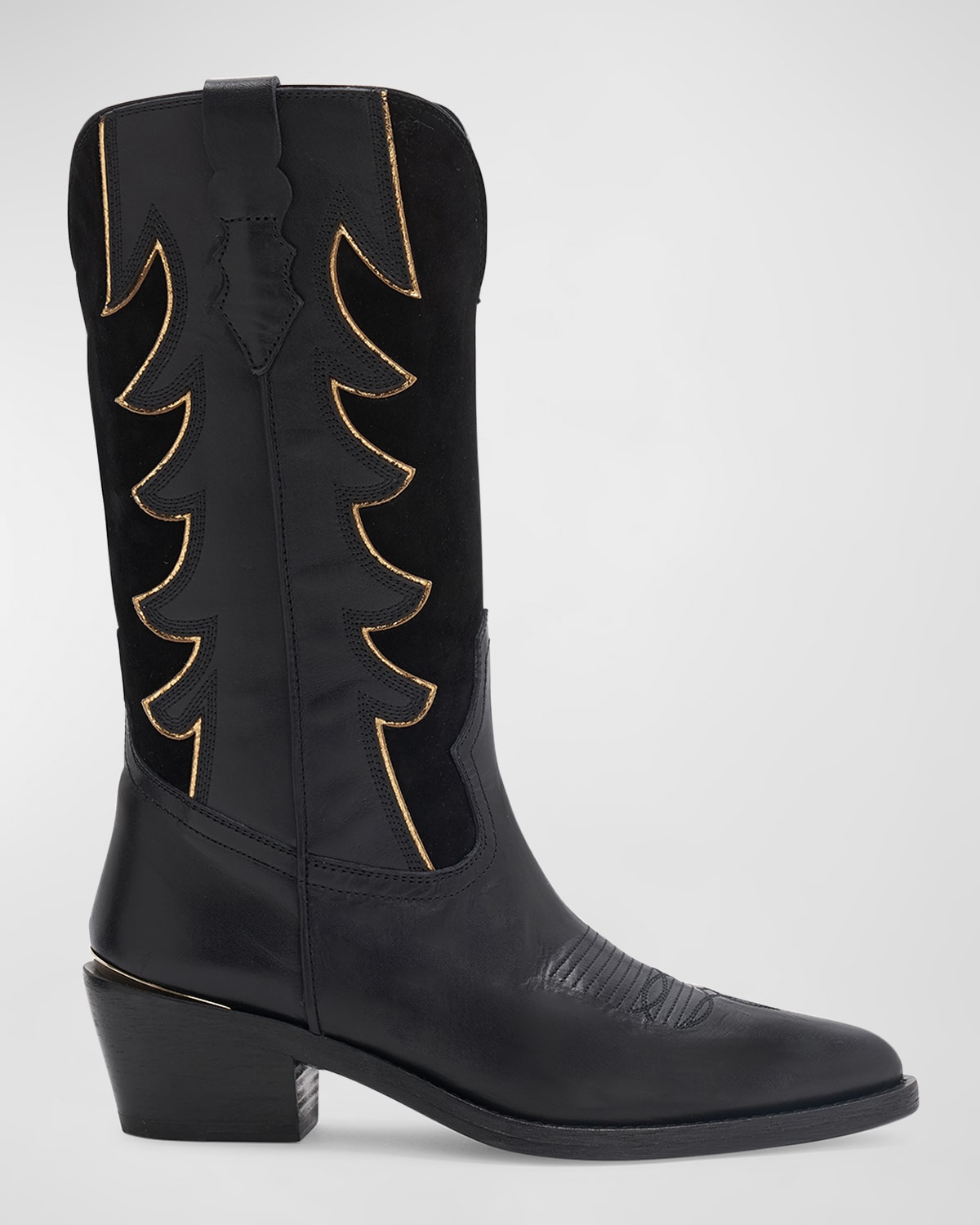 Partlow Rochelle Mixed Leather Western Boots In Black
