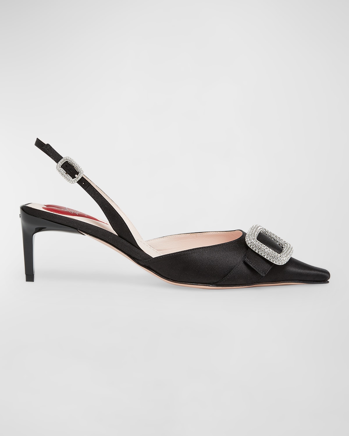 Roger Vivier 55mm Dorsay Satin Slingback Pumps In Nero
