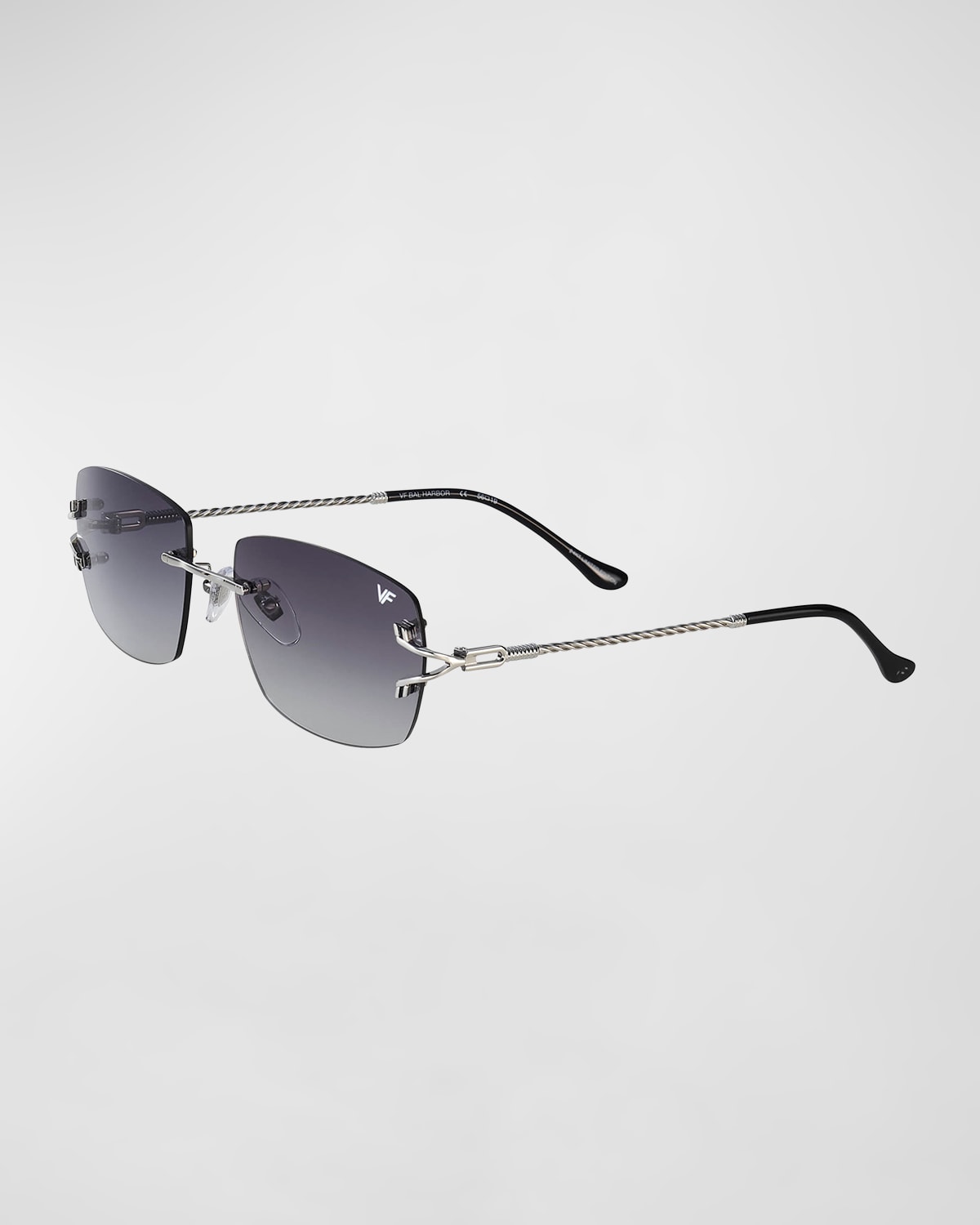Men's Bal Harbour 24K White Gold Rimless Rectangle Sunglasses