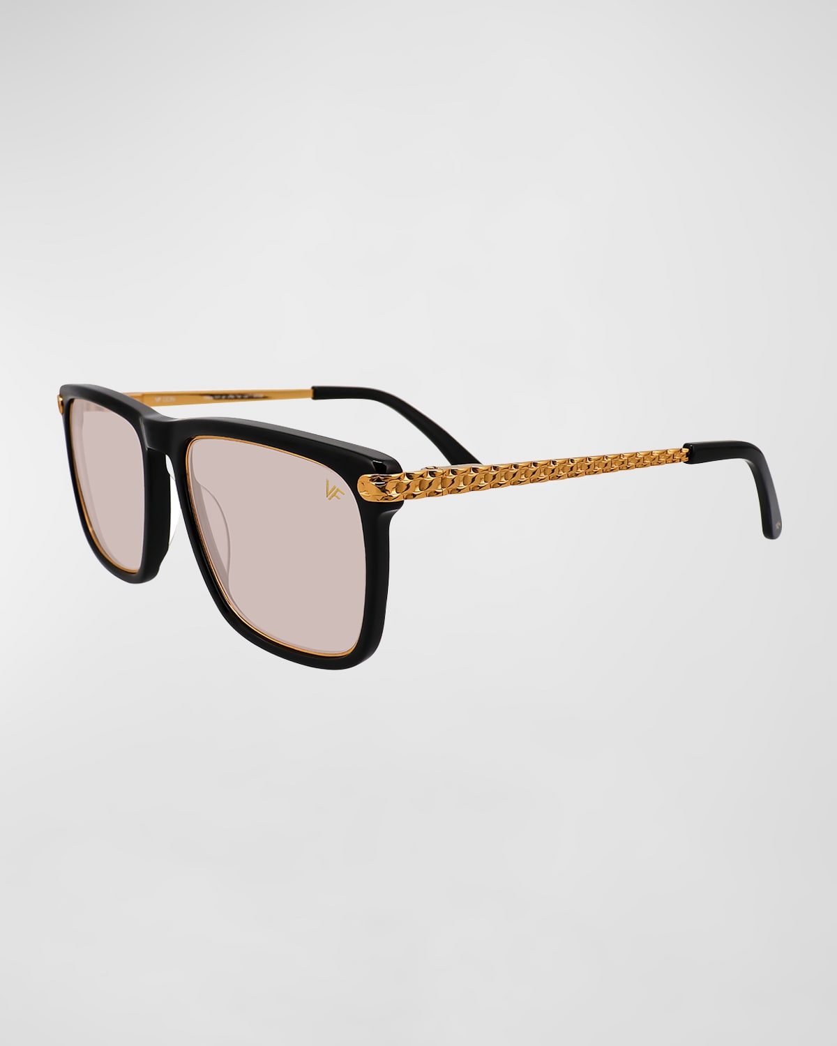 Men's Don Acetate 24K Yellow Gold Rectangle Sunglasses