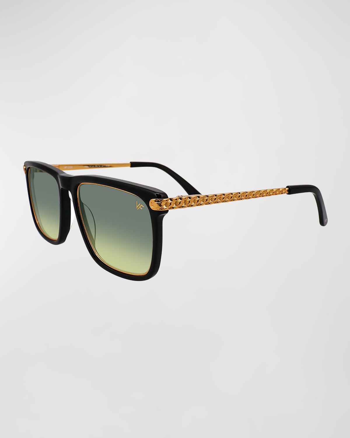 Men's Don Acetate 24K Yellow Gold Rectangle Sunglasses