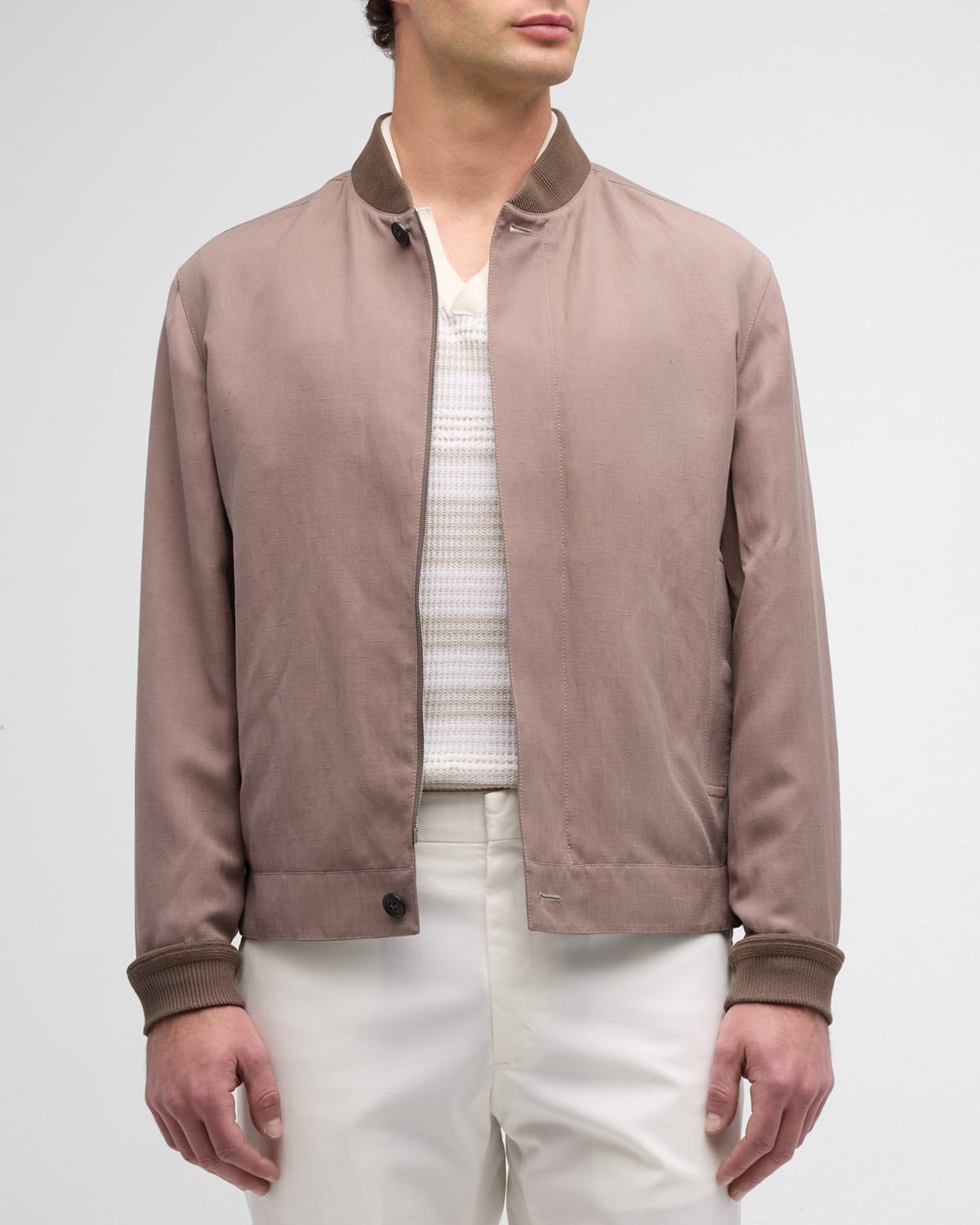 Men's Silk-Linen Bomber Jacket