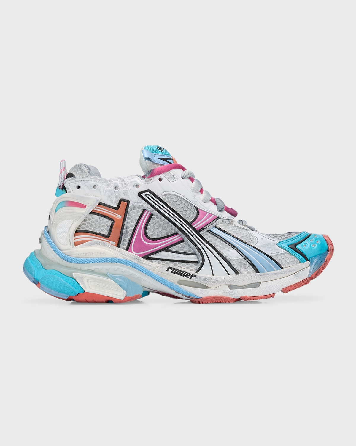 Balenciaga Colorblock Trainer Sneakers In 9458 White/blue/p
