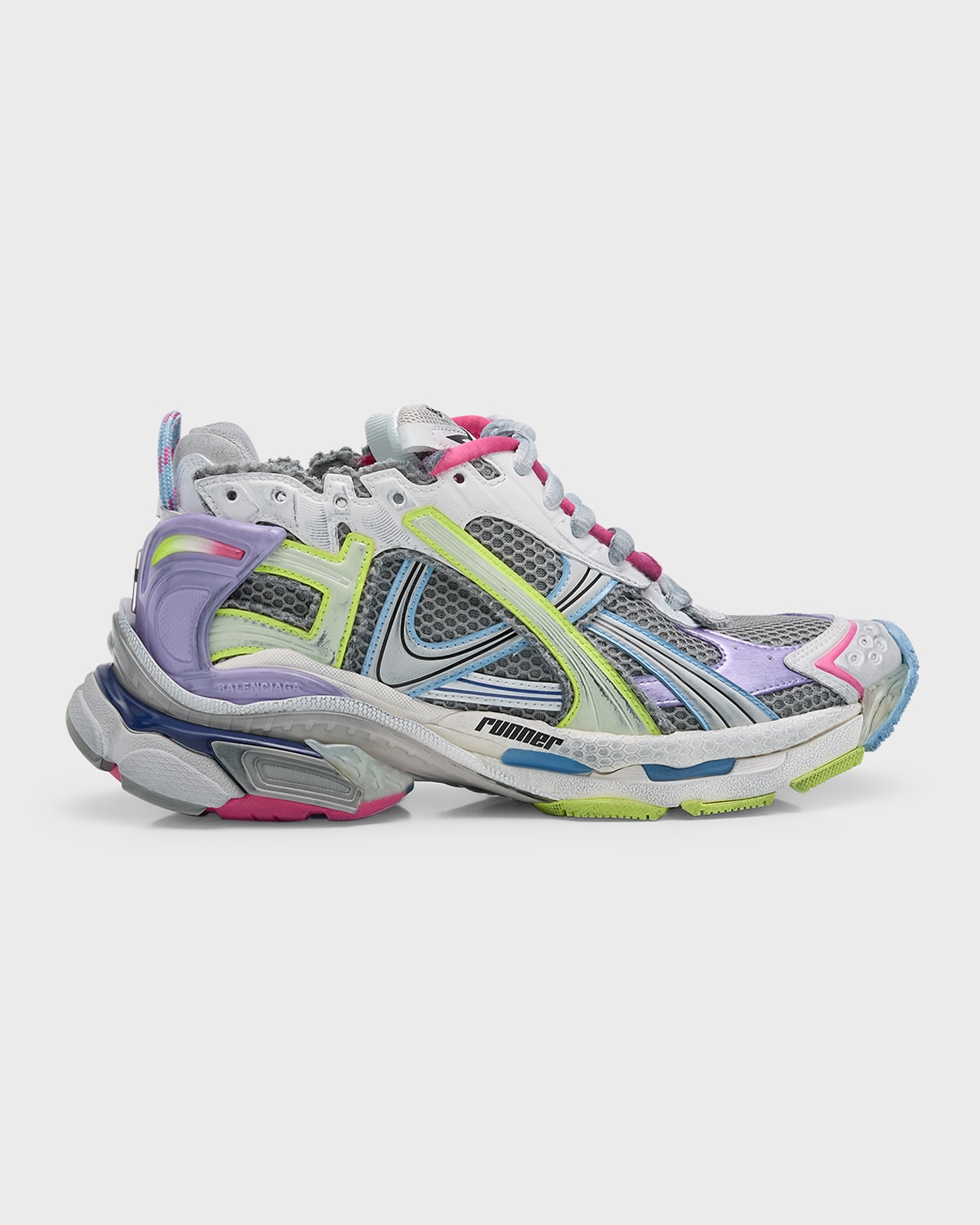 Balenciaga Colorblock Trainer Sneakers In 1745 Gre/lil/yel